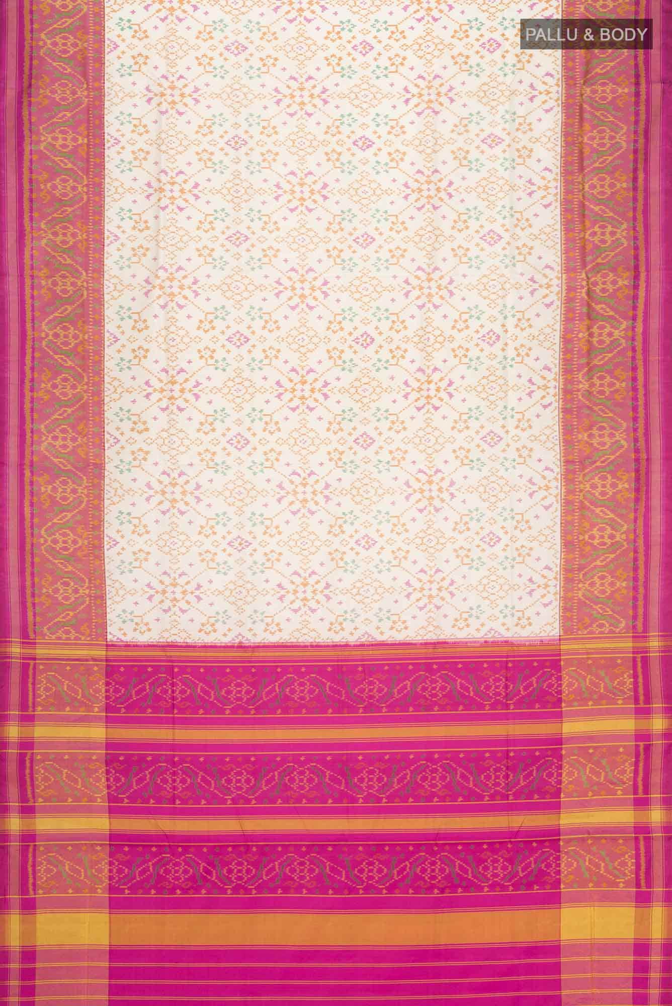 Cream Rajkot Patola Silk Saree