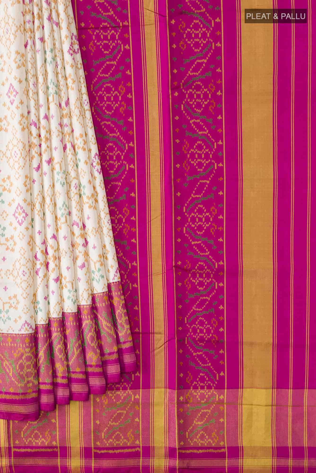 Cream Rajkot Patola Silk Saree