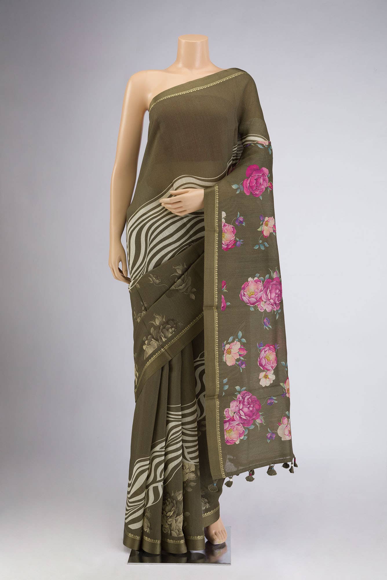 Green Tussar Silk Saree