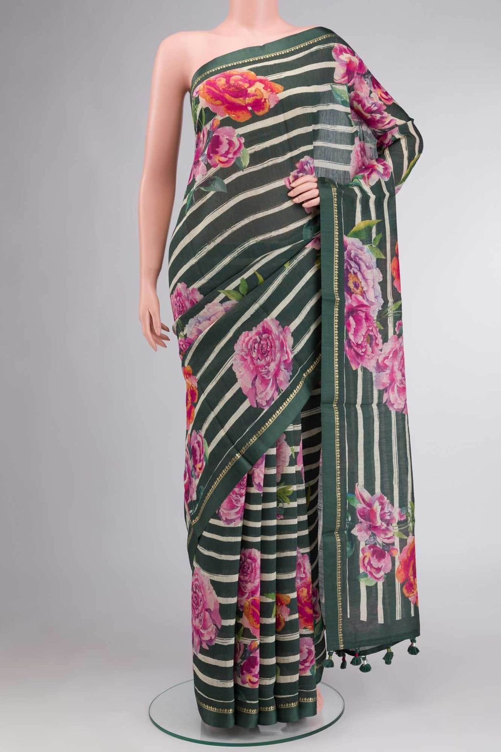 Green Bhagalpuri Tussar Silk Saree