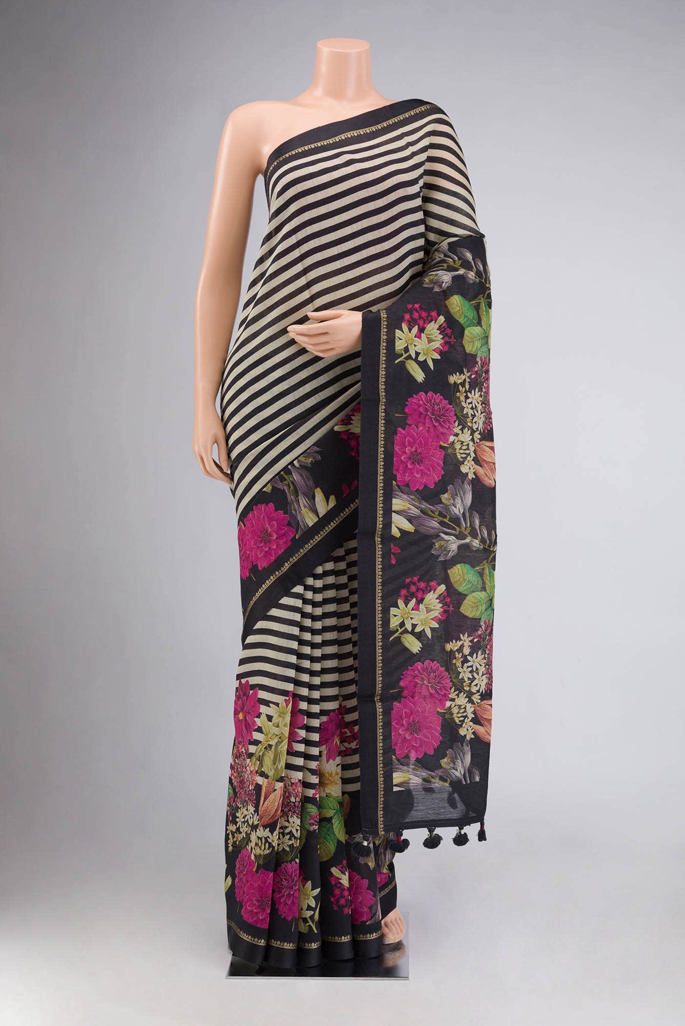 Black Tussar Silk Saree