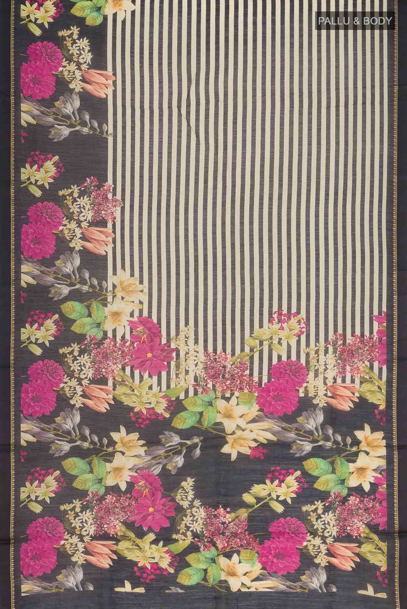 Black Tussar Silk Saree
