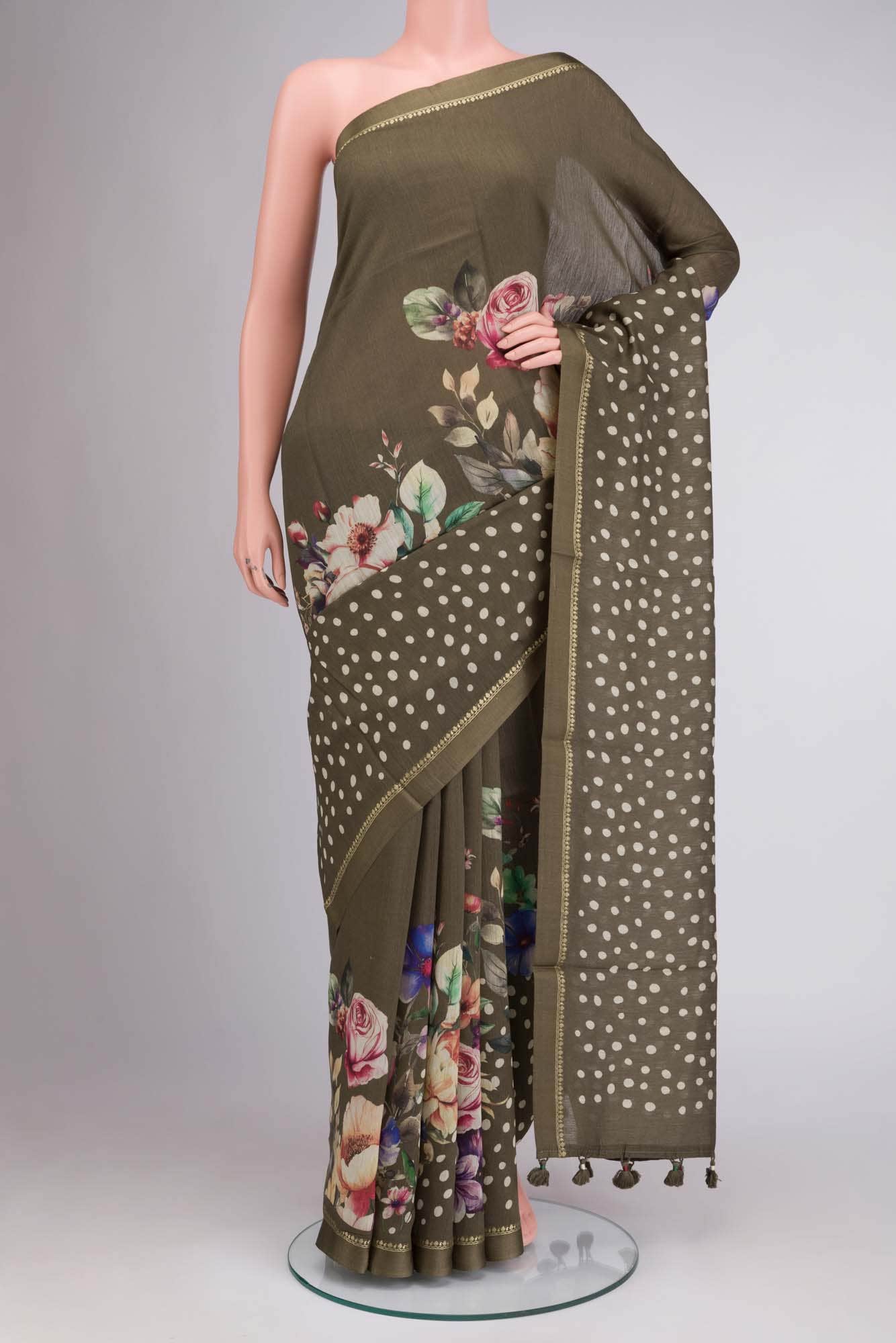 Green Tussar Silk Saree