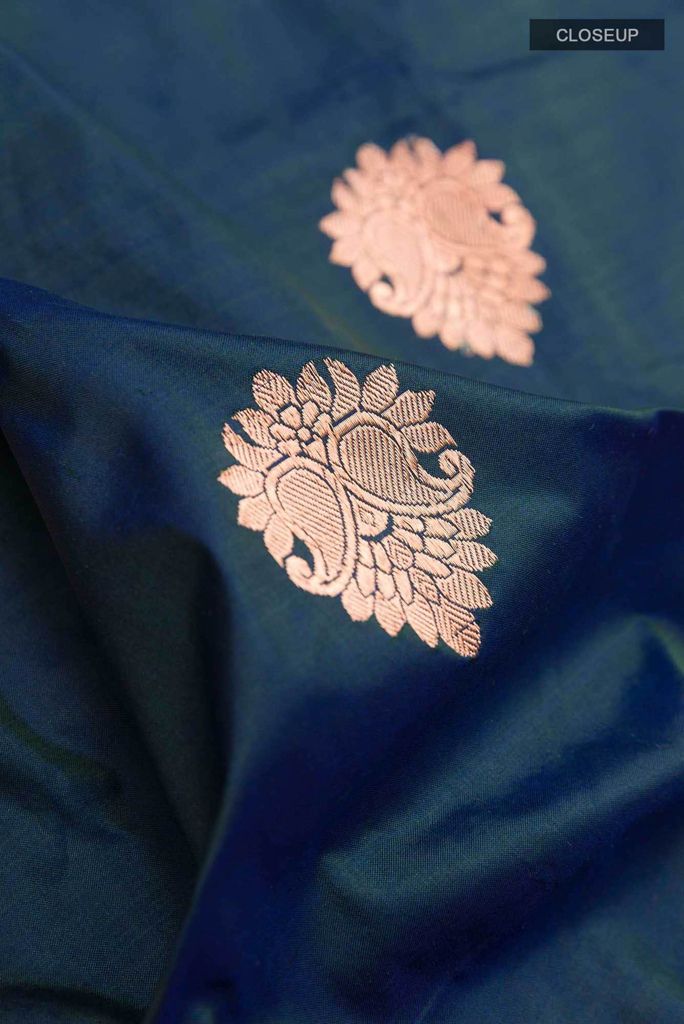 Dark Blue Banarasi Katan Silk Saree