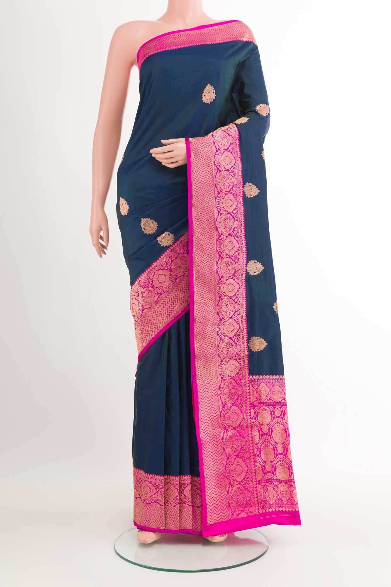 Dark Blue Banarasi Katan Silk Saree