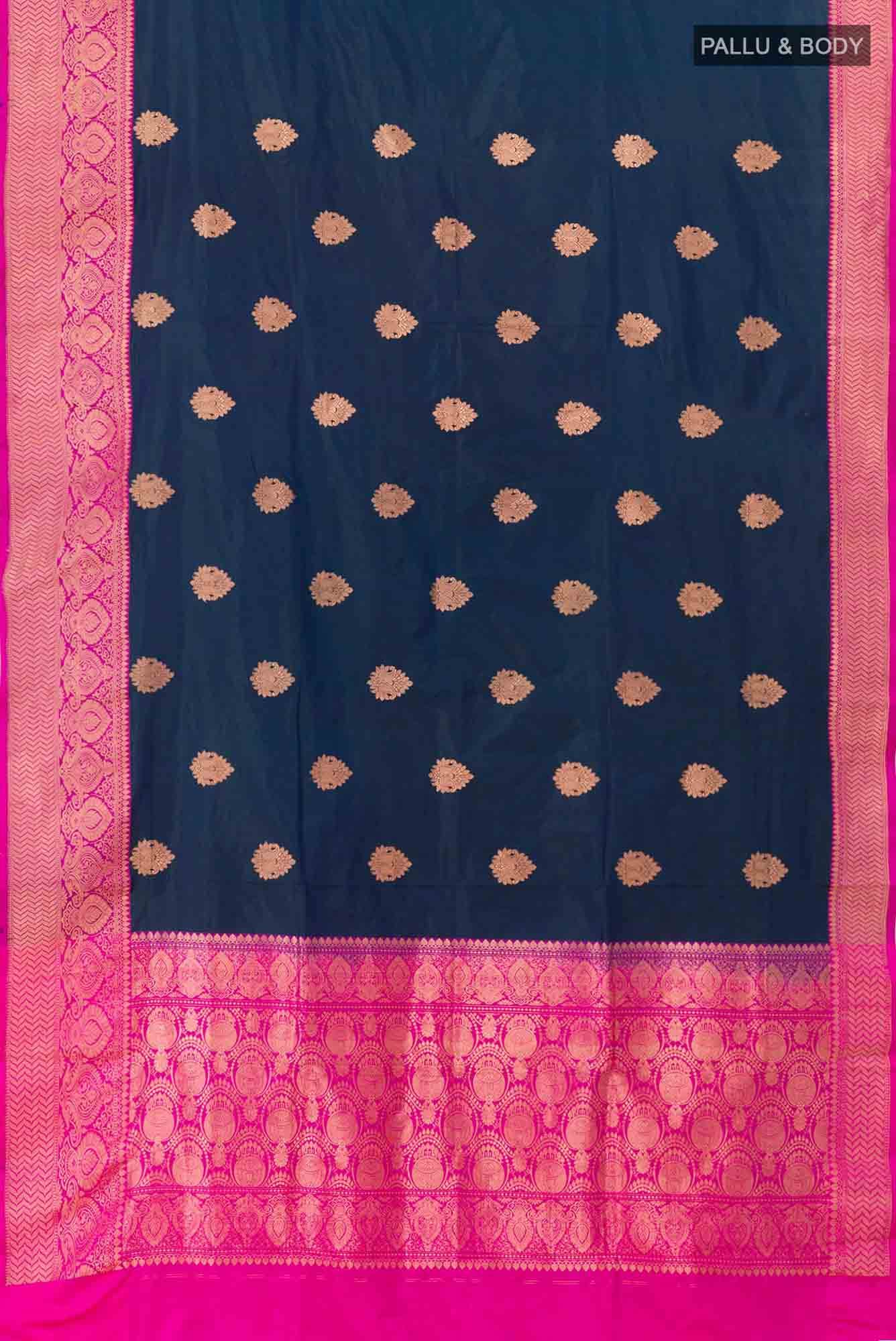 Dark Blue Banarasi Katan Silk Saree