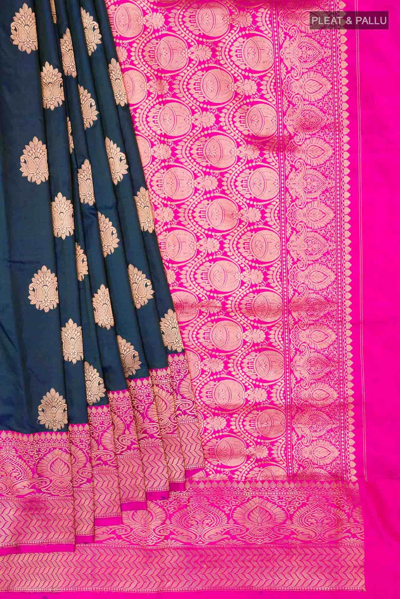 Dark Blue Banarasi Katan Silk Saree