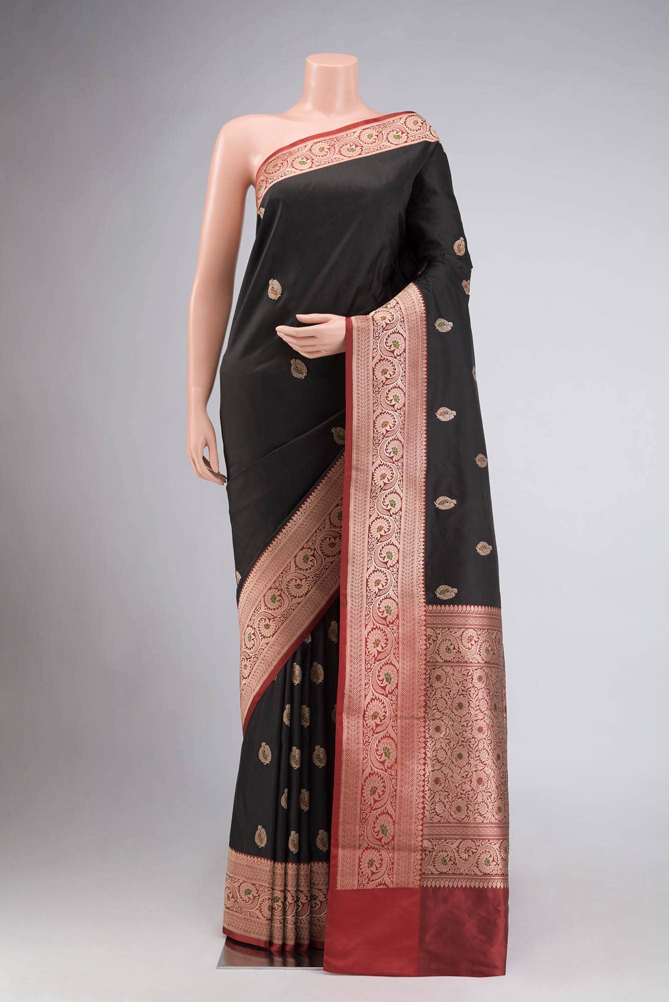 Black Banarasi Katan Silk Saree