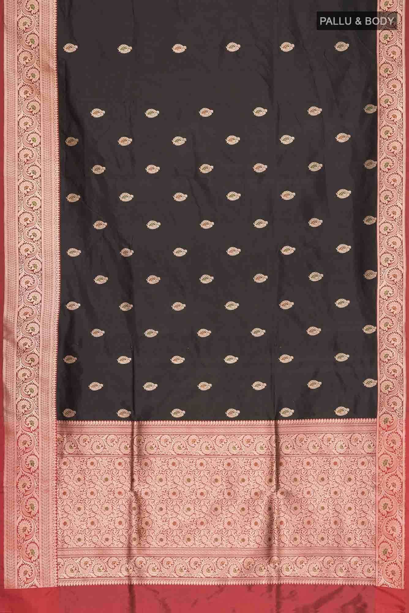 Black Banarasi Katan Silk Saree