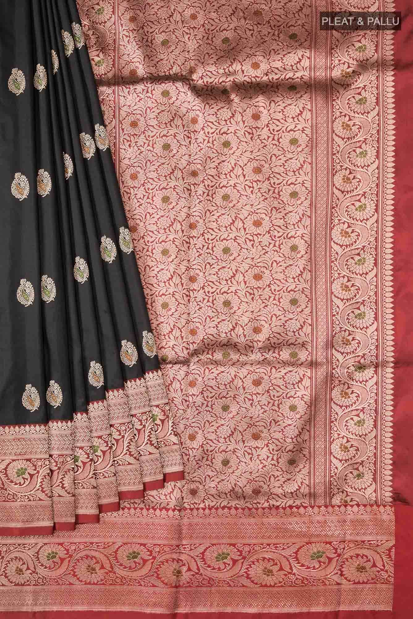 Black Banarasi Katan Silk Saree