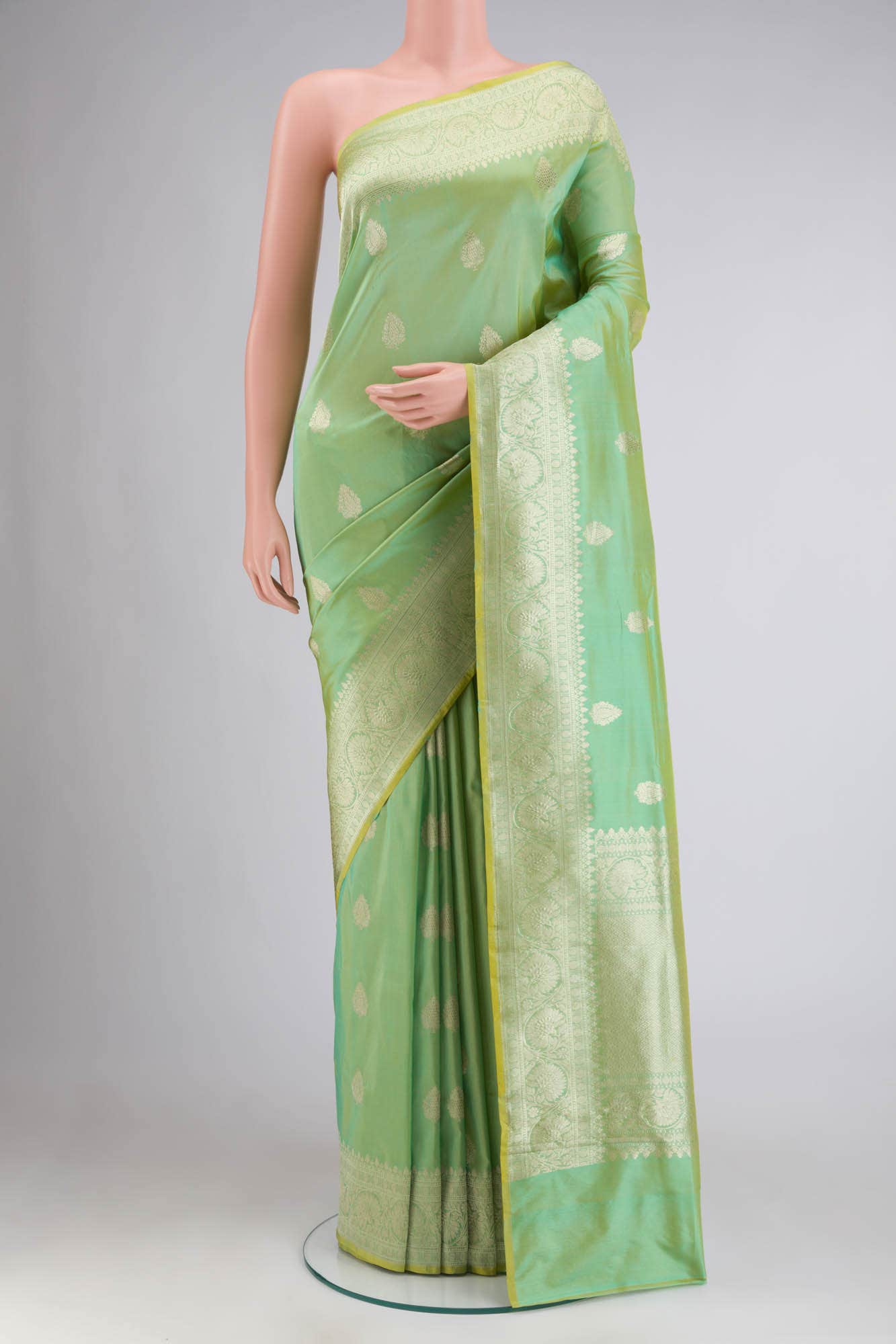 Green Banarasi Katan Silk Saree
