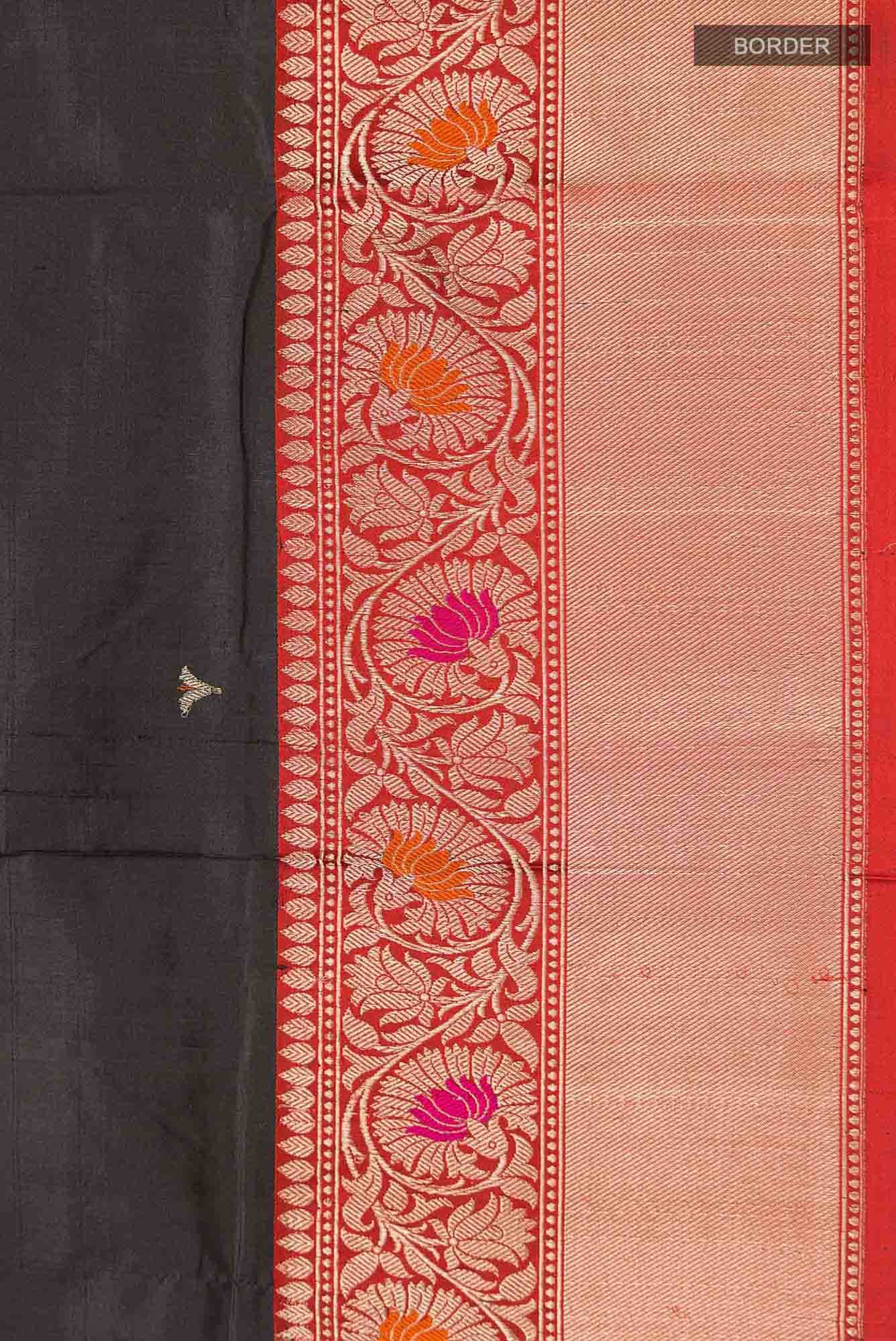 Black Banarasi Katan Silk Saree