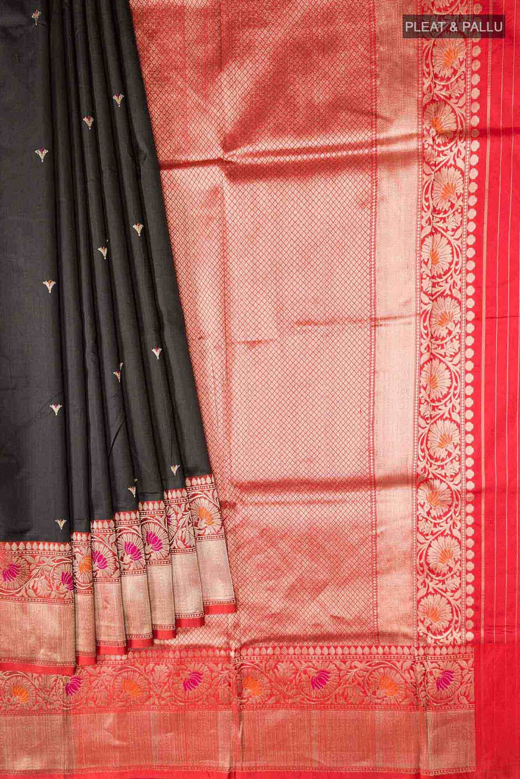 Black Banarasi Katan Silk Saree