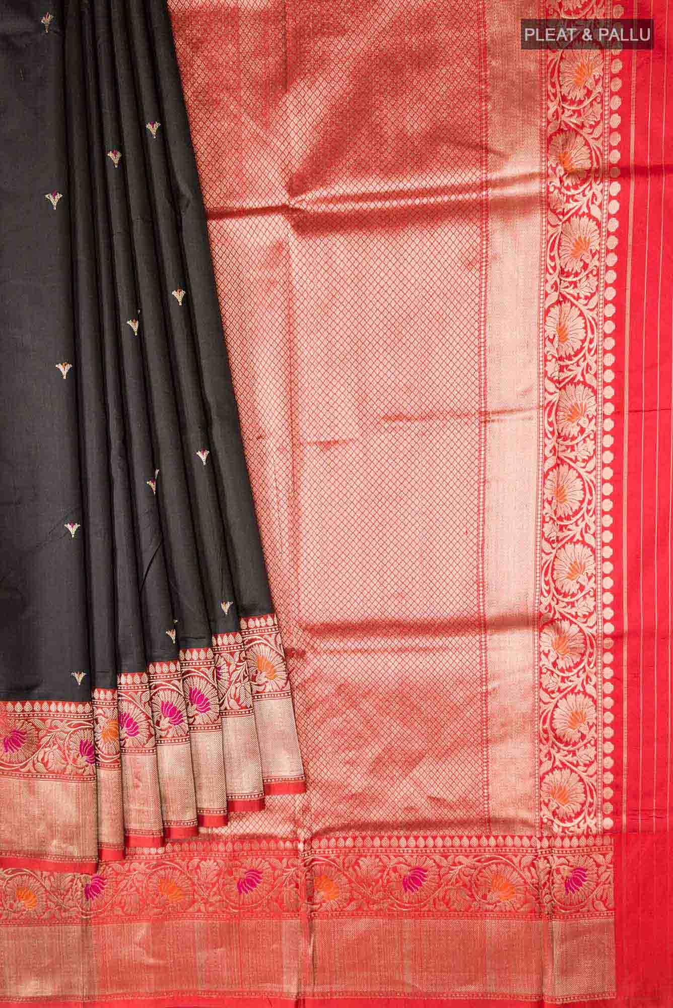 Black Banarasi Katan Silk Saree