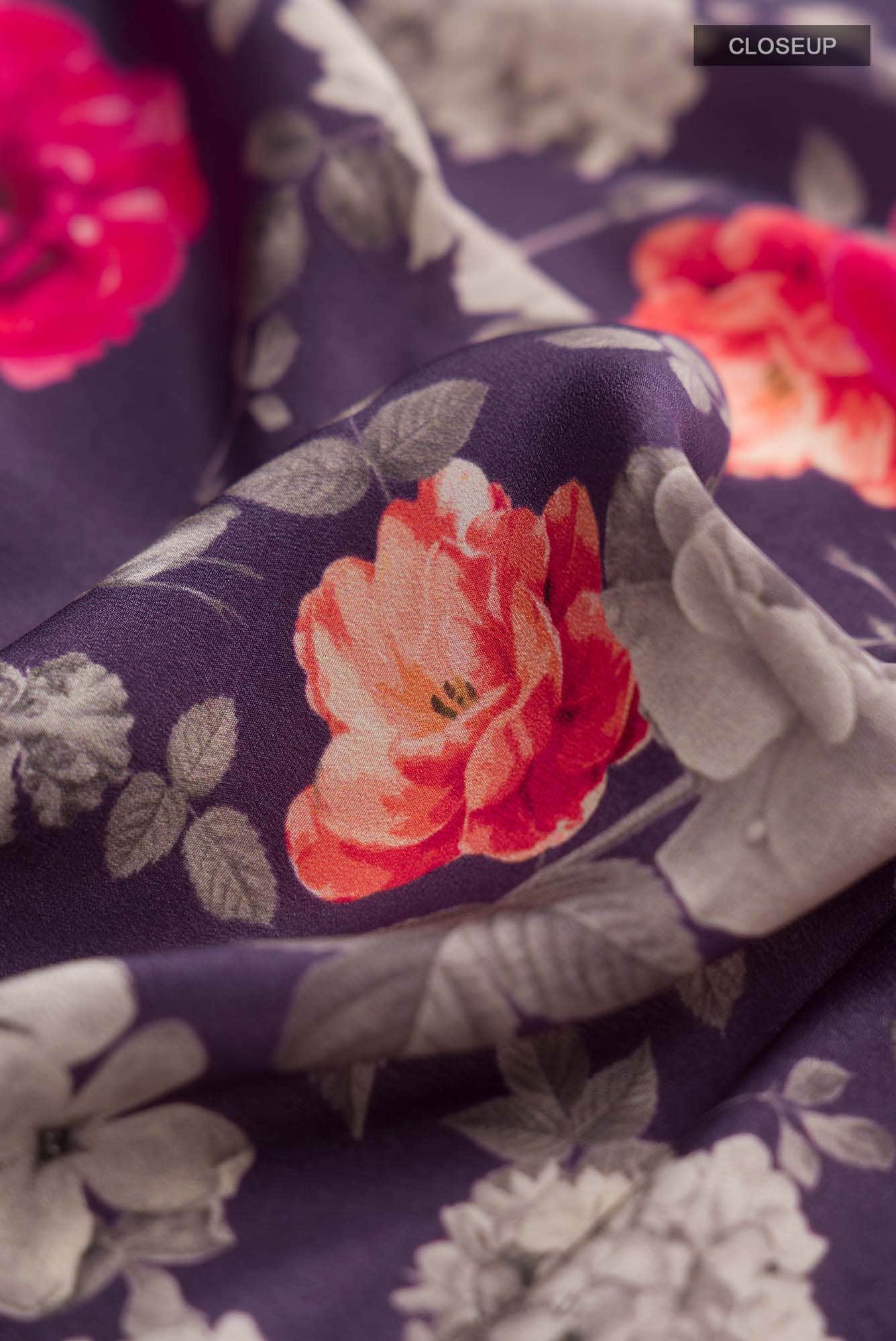 Purple Mysore Crepe Saree