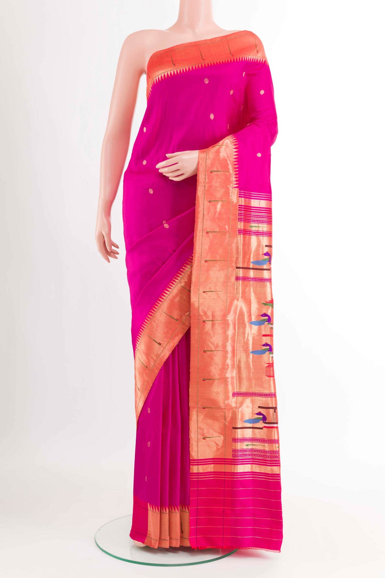 Rani Pink Paithani Silk Saree