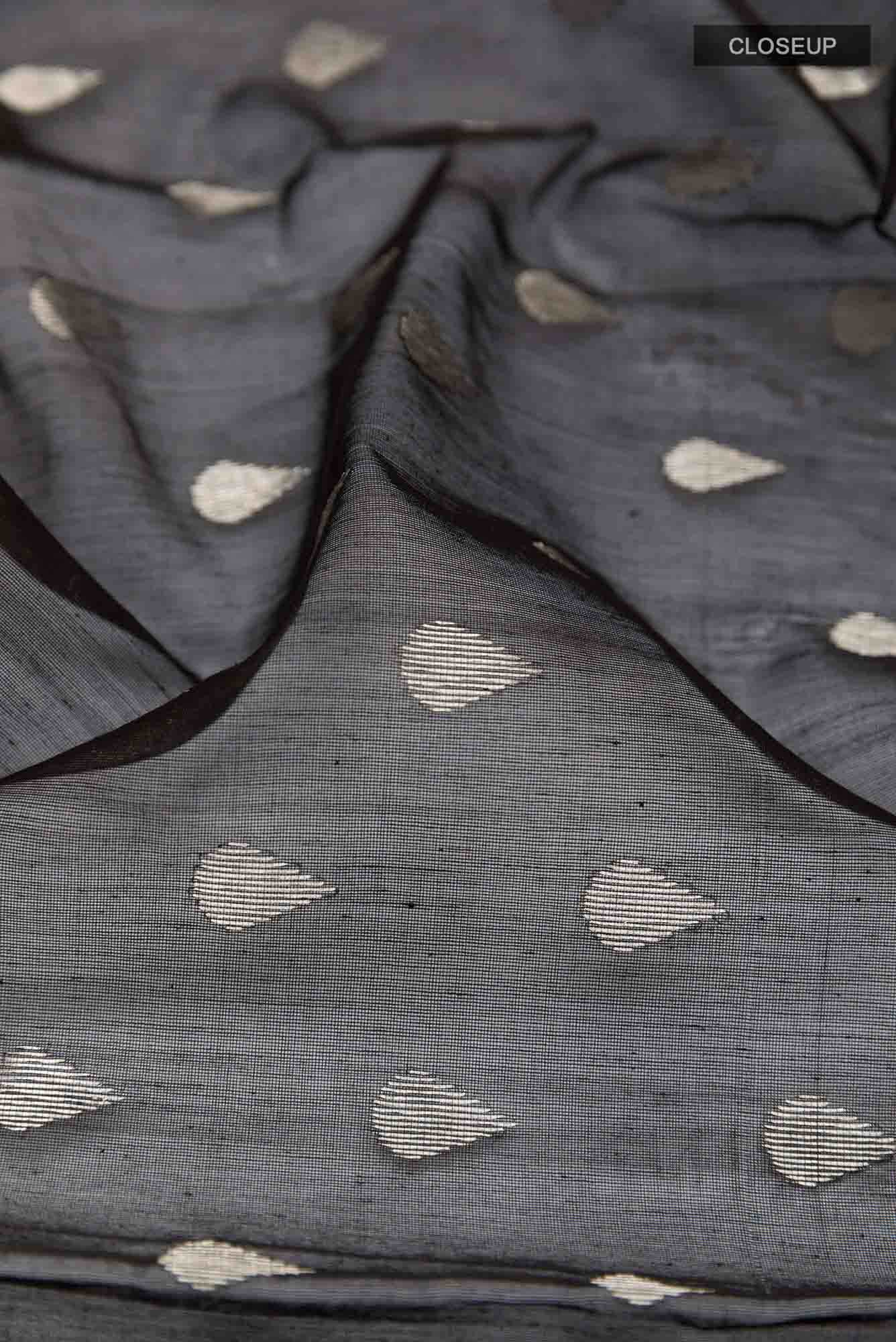 Black Blended Chanderi Silk Cotton Saree