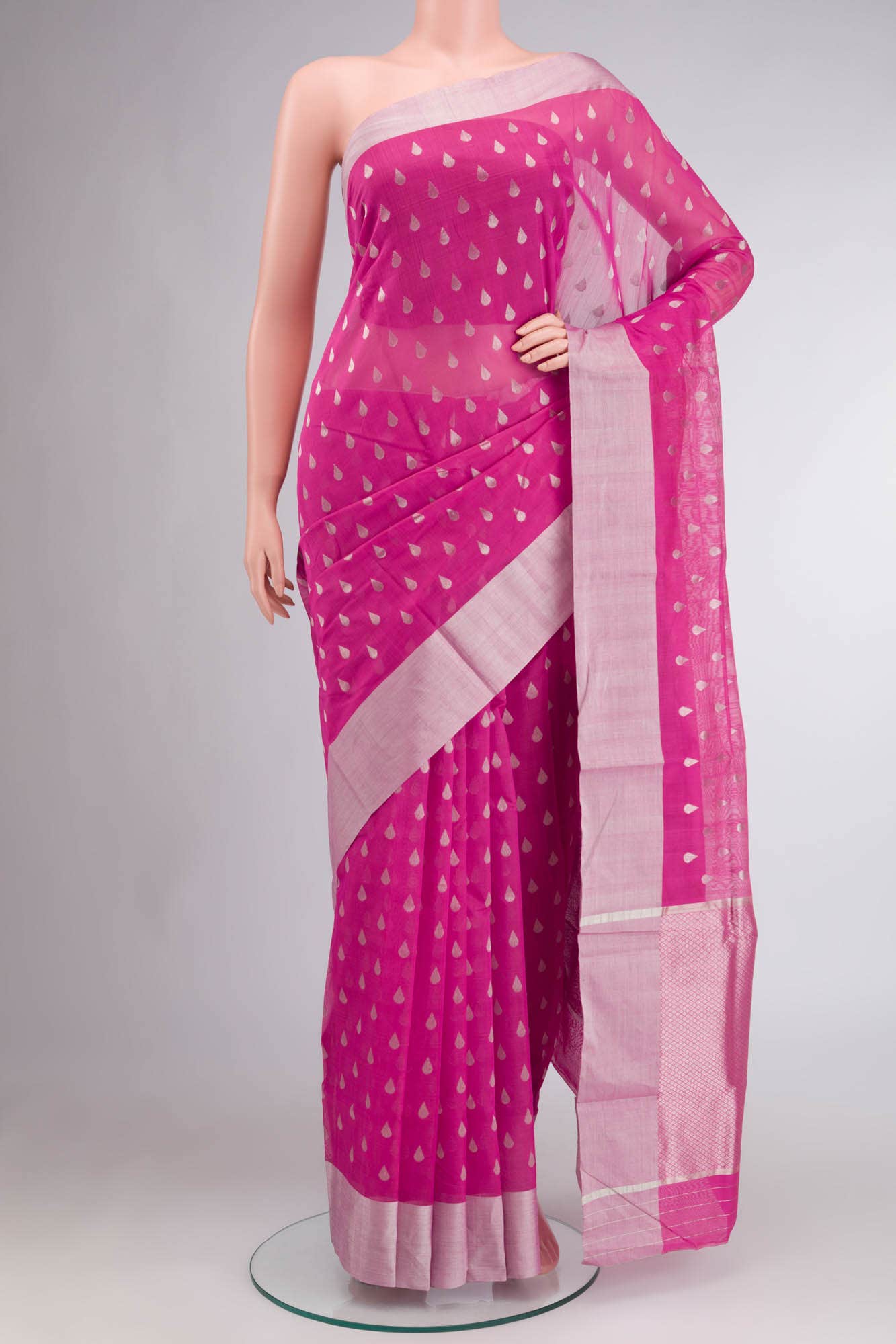 Pink Chanderi Silk Cotton Saree