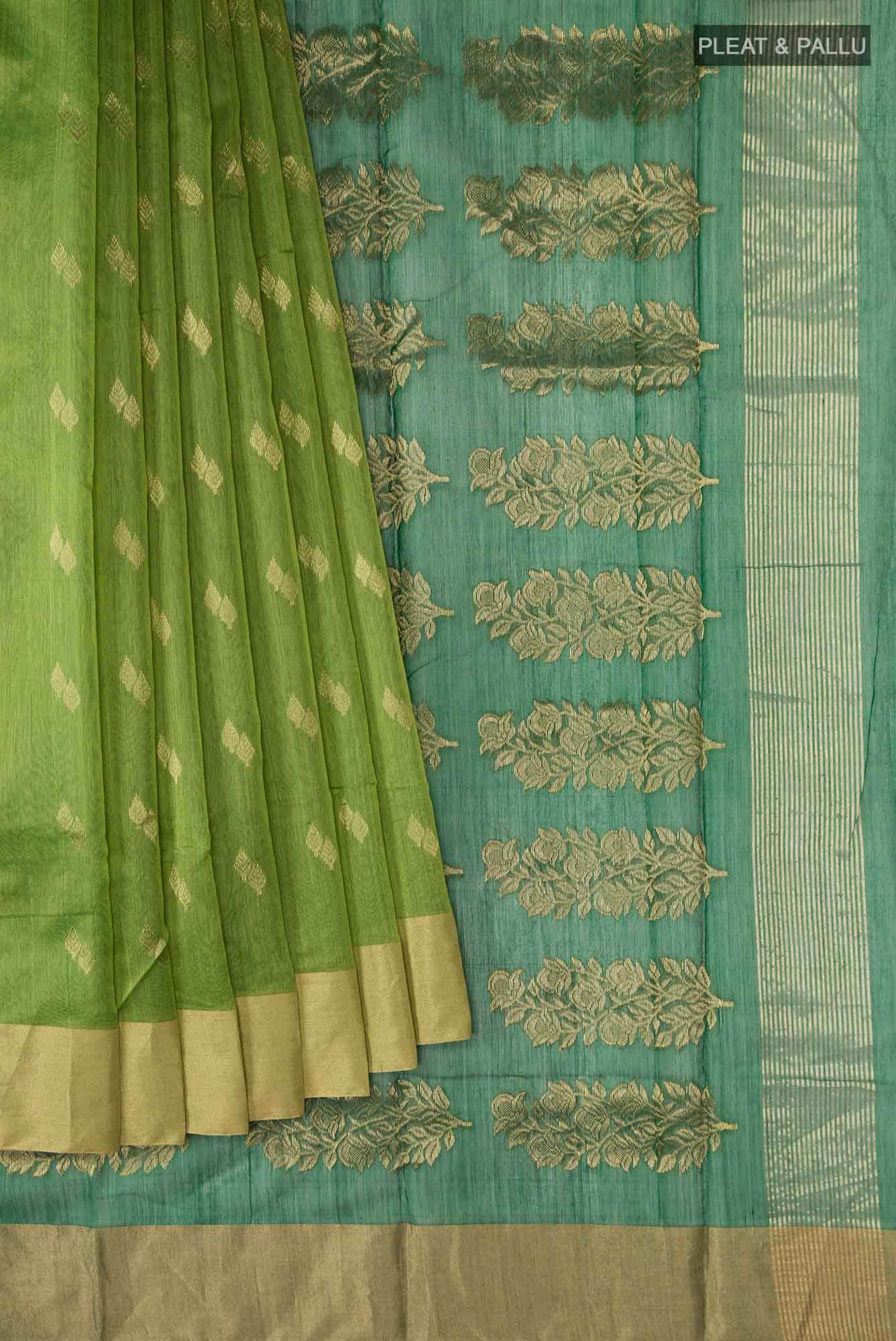 Green Chanderi Silk Cotton Saree