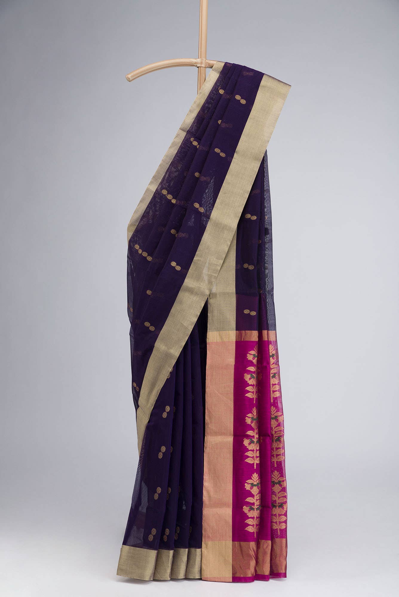 Violet Chanderi Silk Cotton Saree