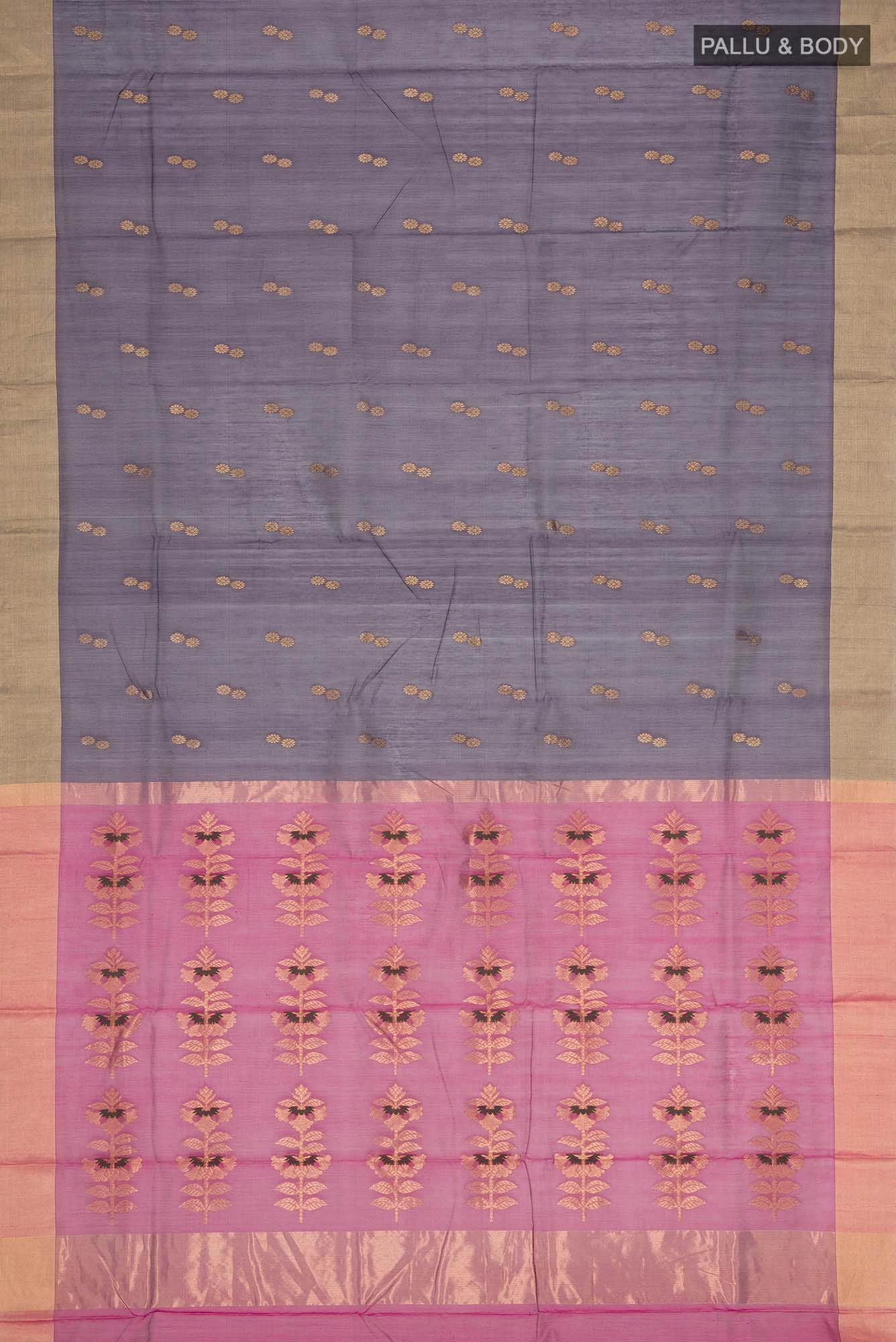 Violet Chanderi Silk Cotton Saree