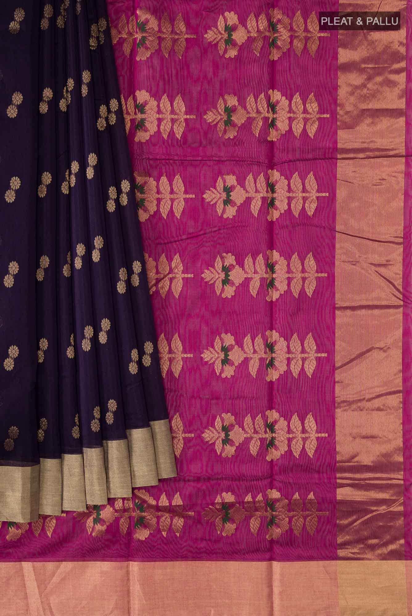 Violet Chanderi Silk Cotton Saree