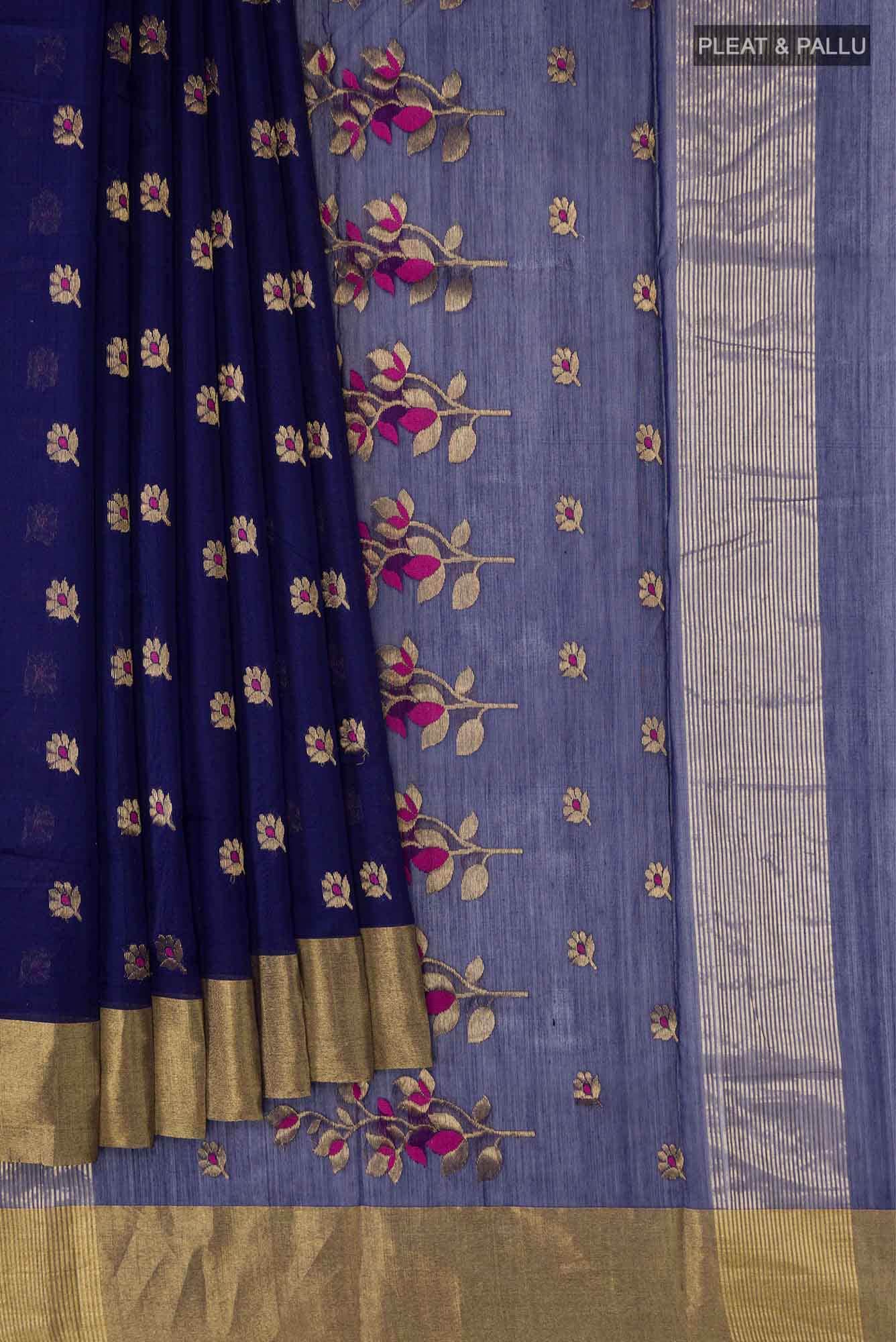 Blue Chanderi Silk Cotton Saree