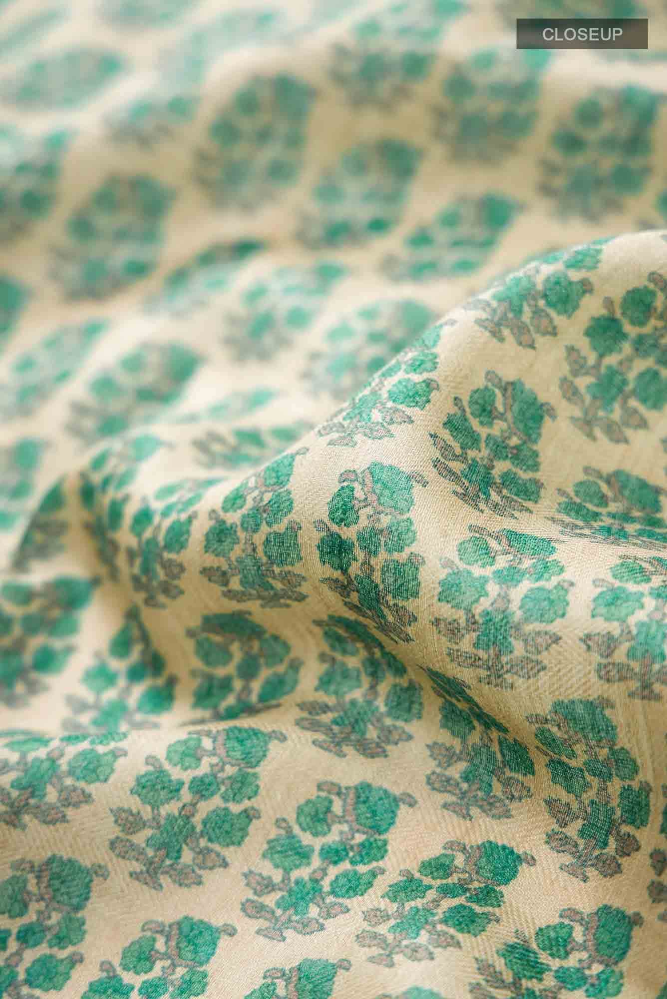 Beige Pashmina Silk Saree