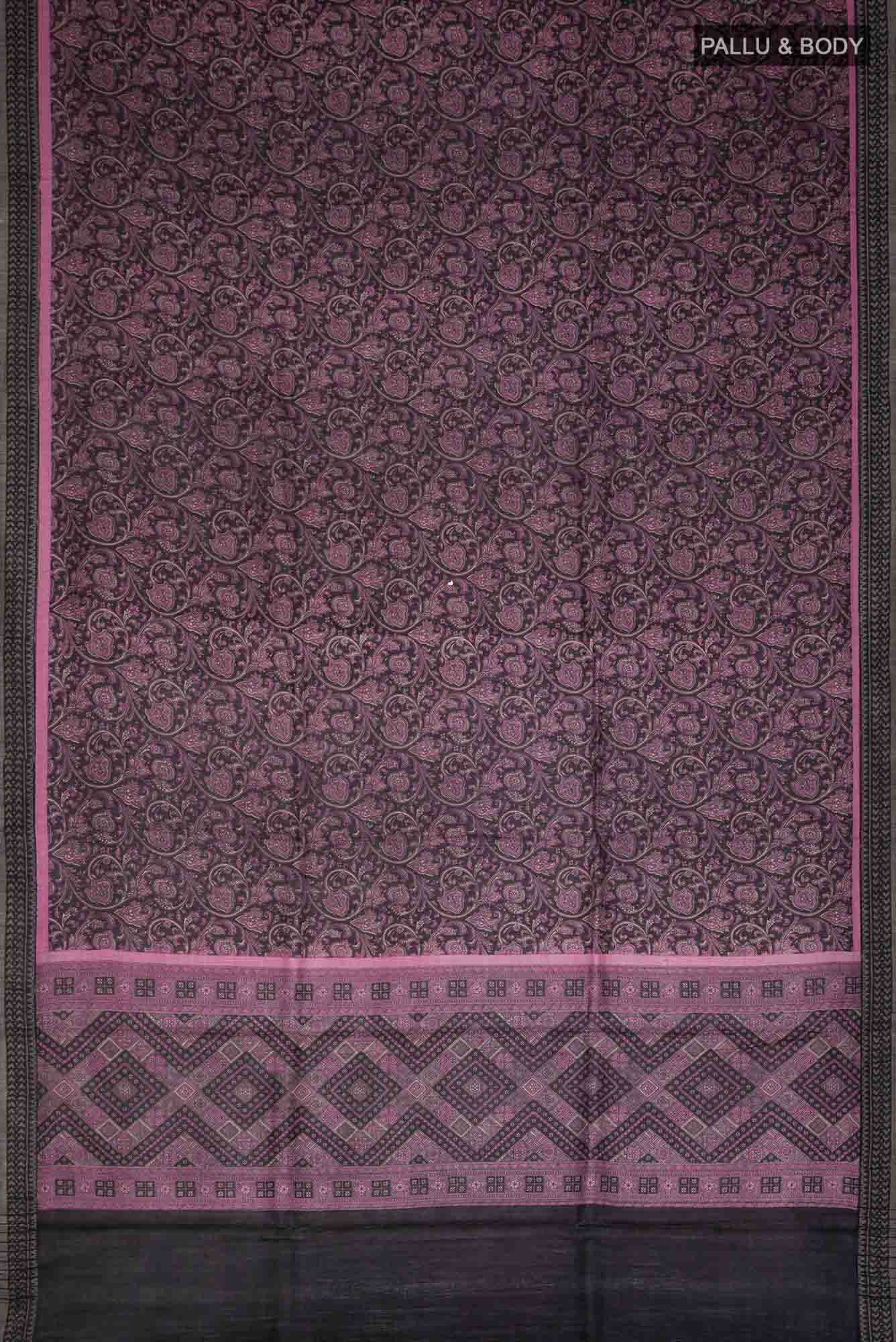 Black Pashmina Silk Saree