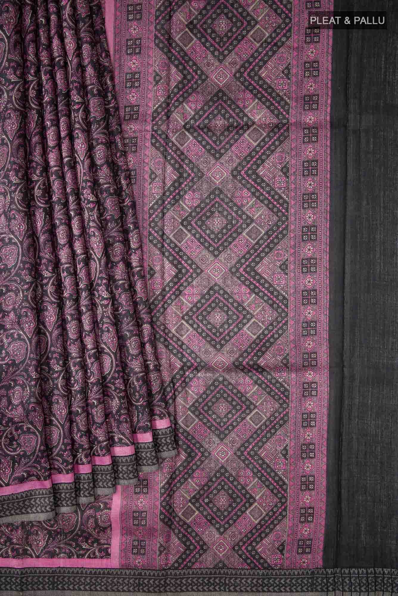 Black Pashmina Silk Saree
