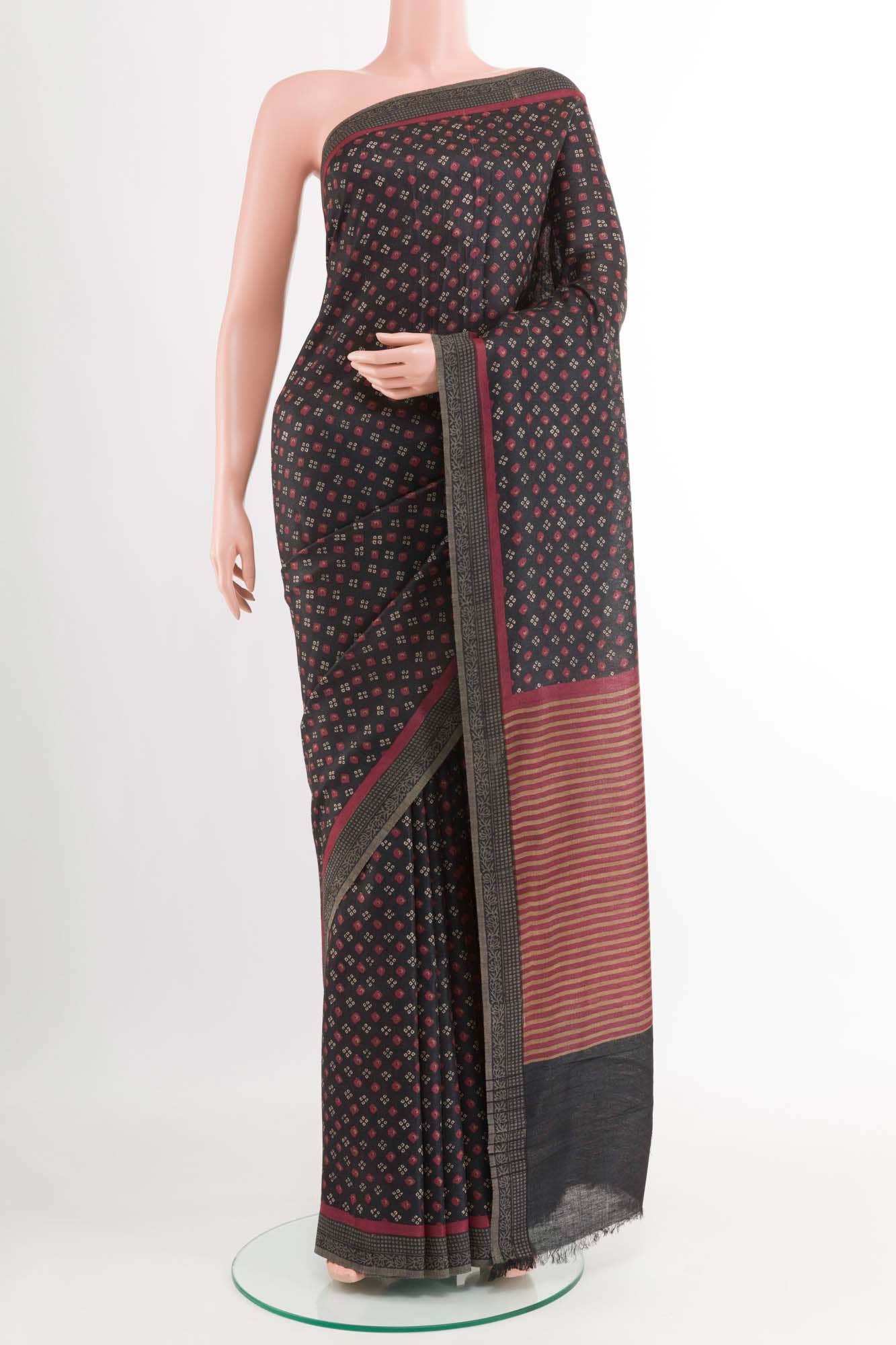 Black Pashmina Silk Saree