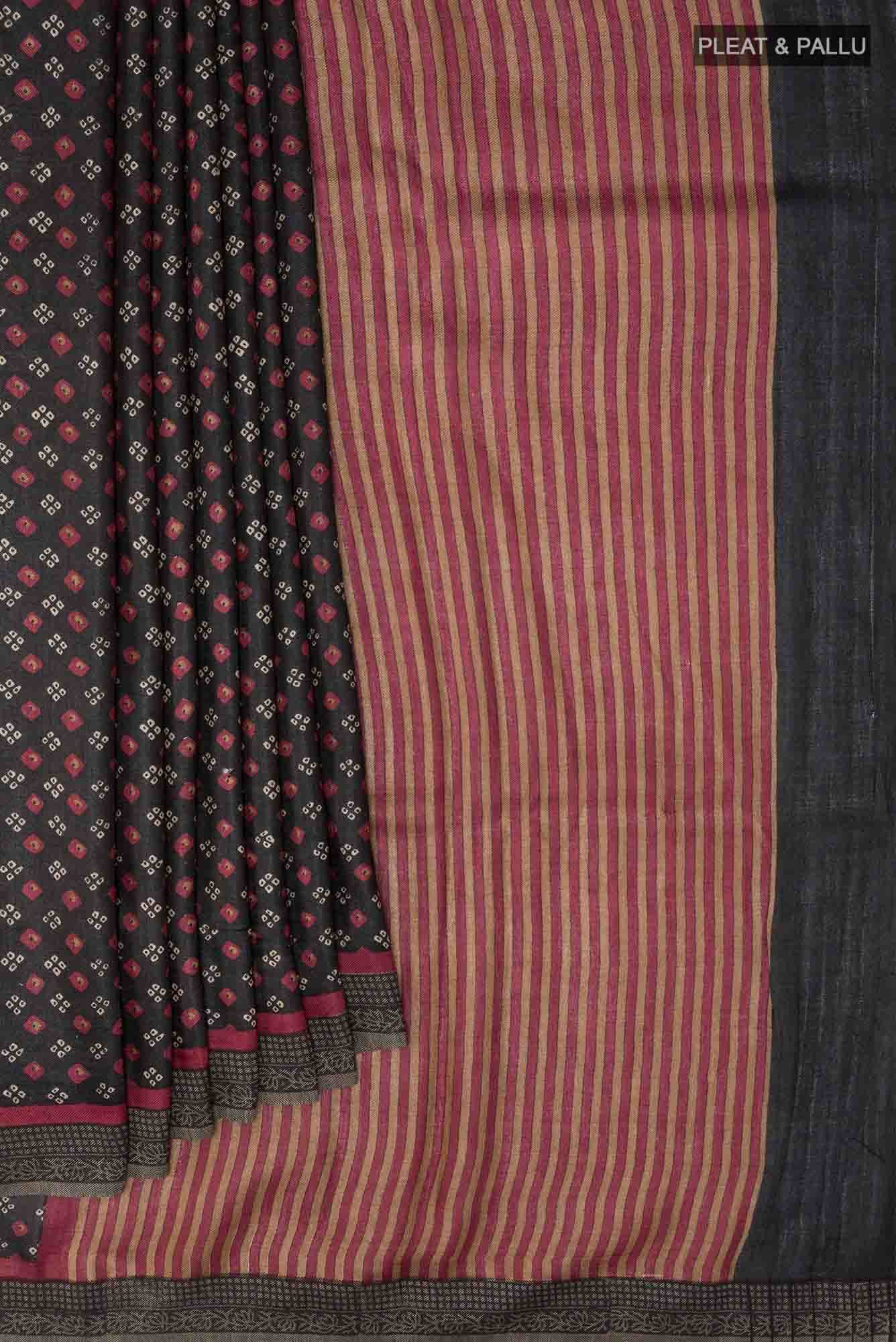 Black Pashmina Silk Saree