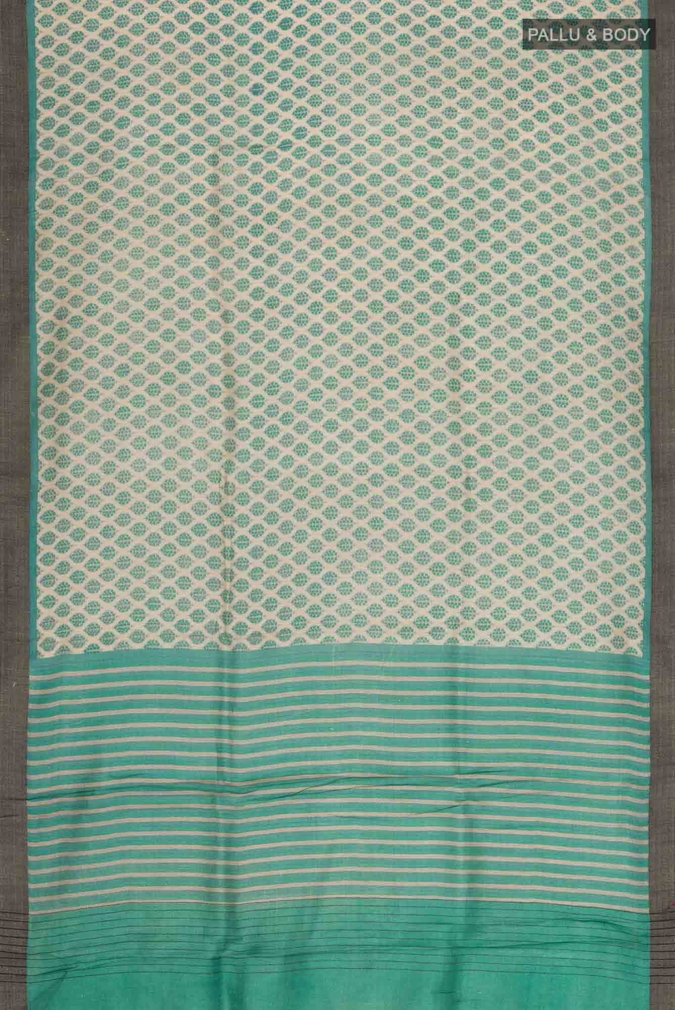 Beige Tussar Silk Saree