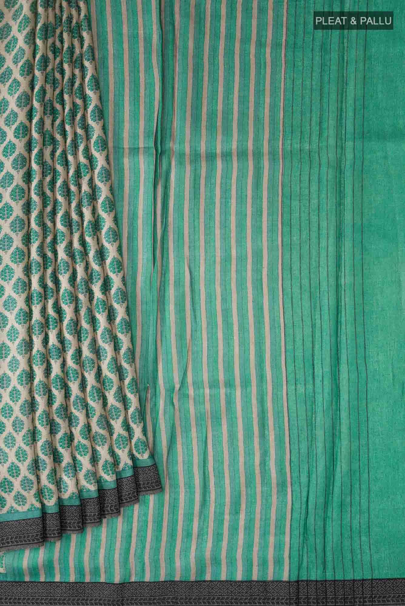 Beige Tussar Silk Saree