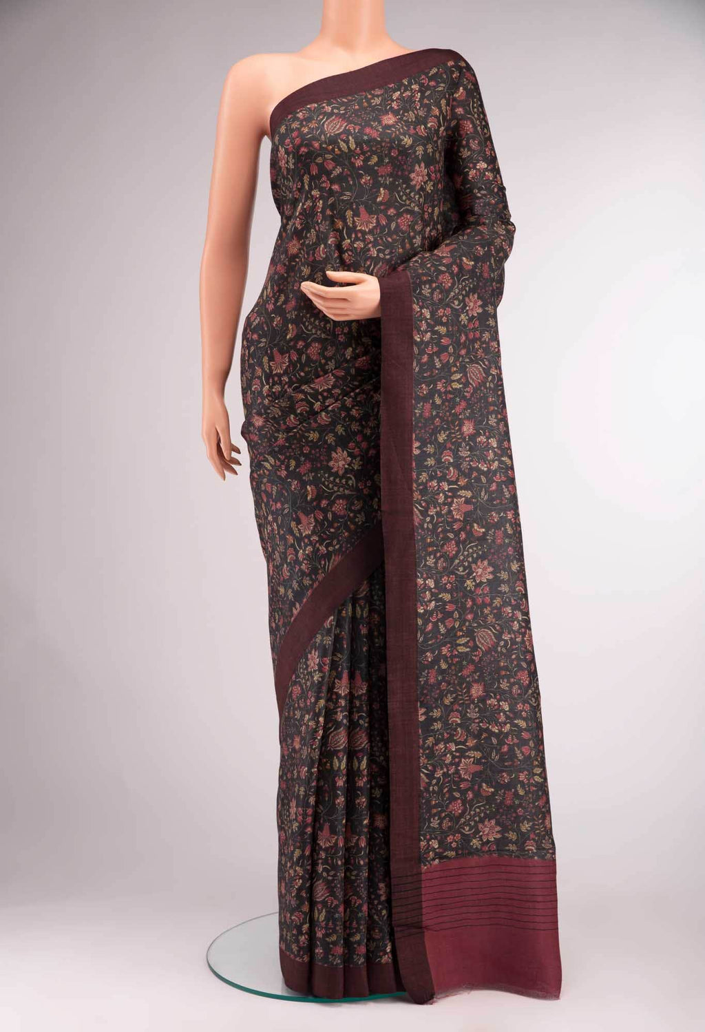 Black Pashmina Silk Saree