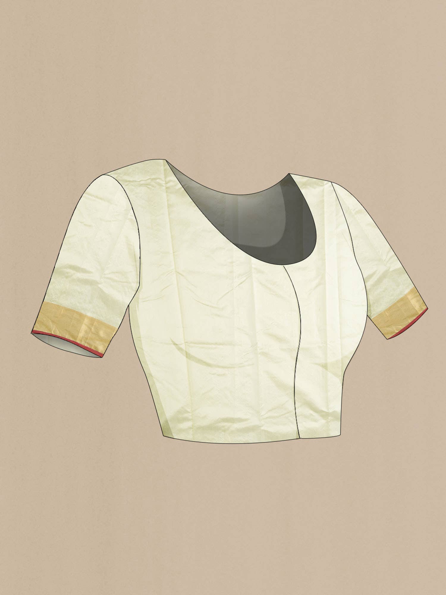 Beige Chanderi Silk Cotton Saree