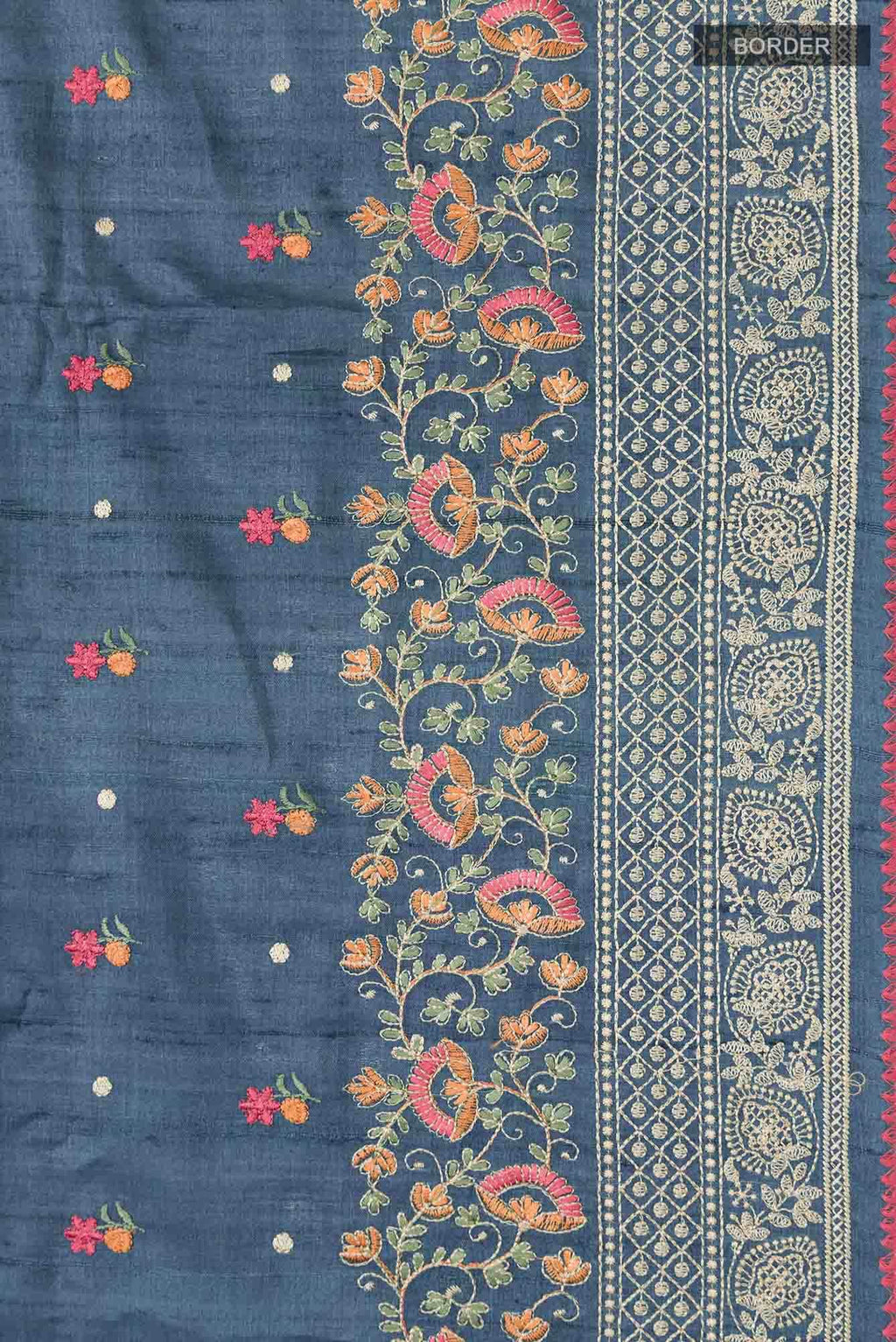 Blue Bhagalpuri Tussar Silk Saree
