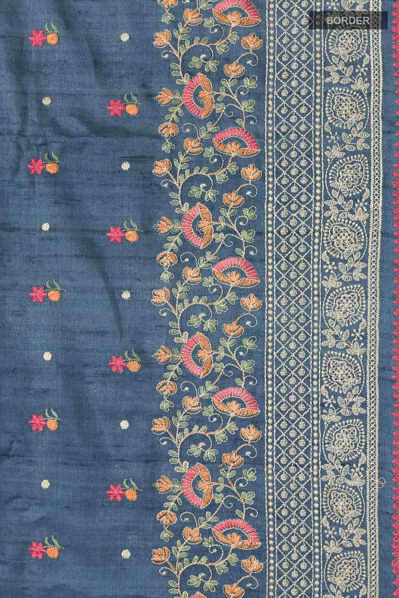 Blue Bhagalpuri Tussar Silk Saree
