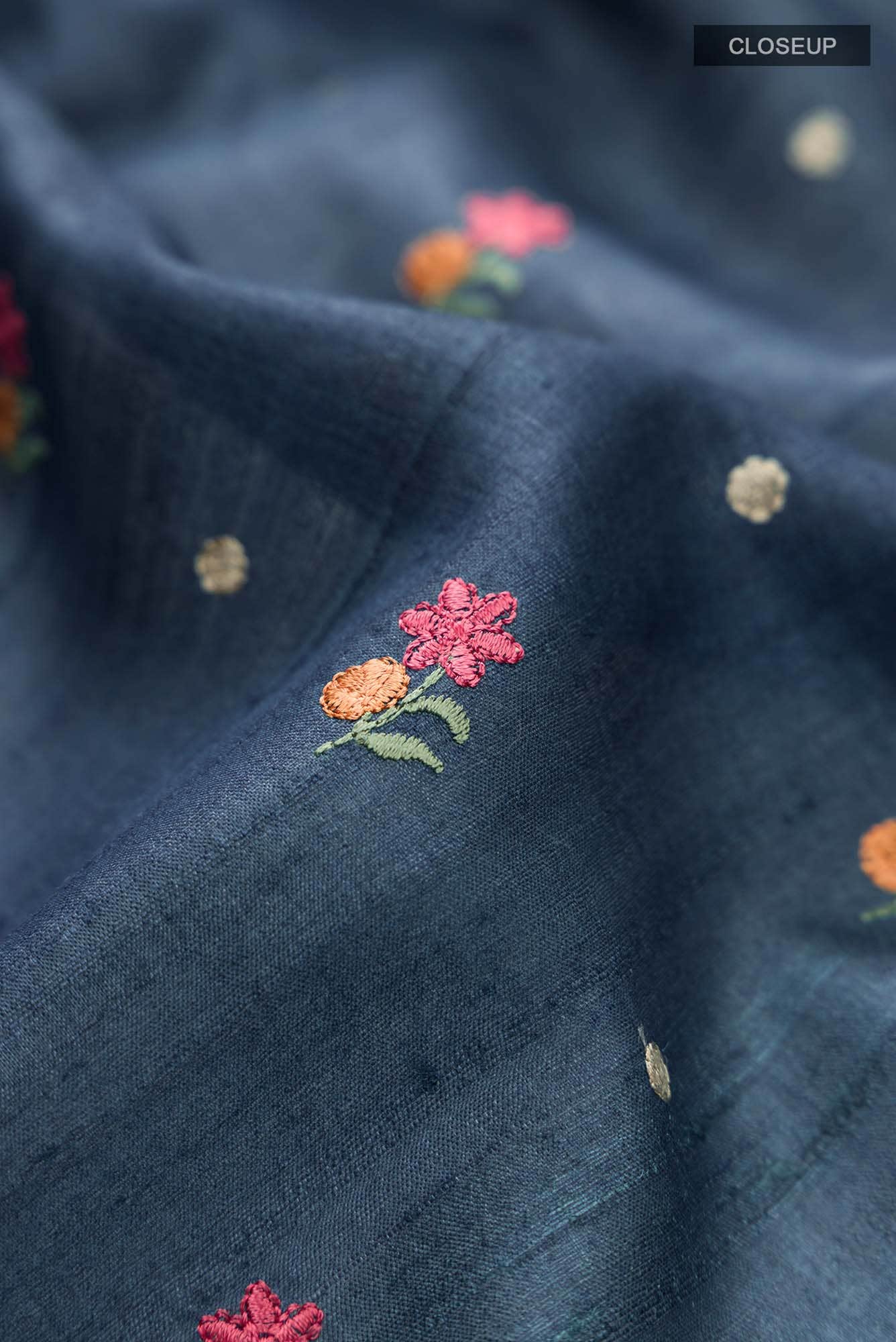 Blue Bhagalpuri Tussar Silk Saree