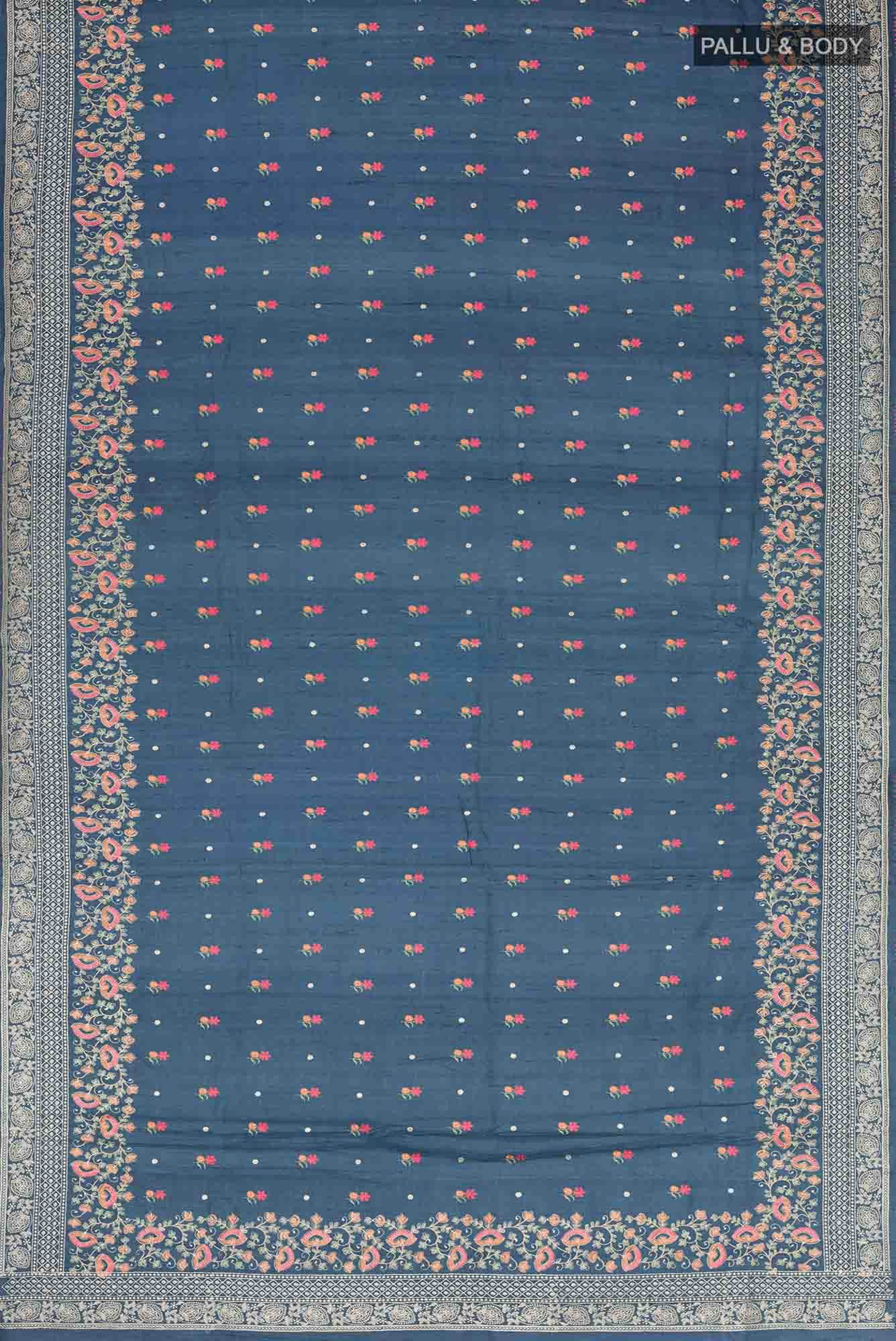 Blue Bhagalpuri Tussar Silk Saree