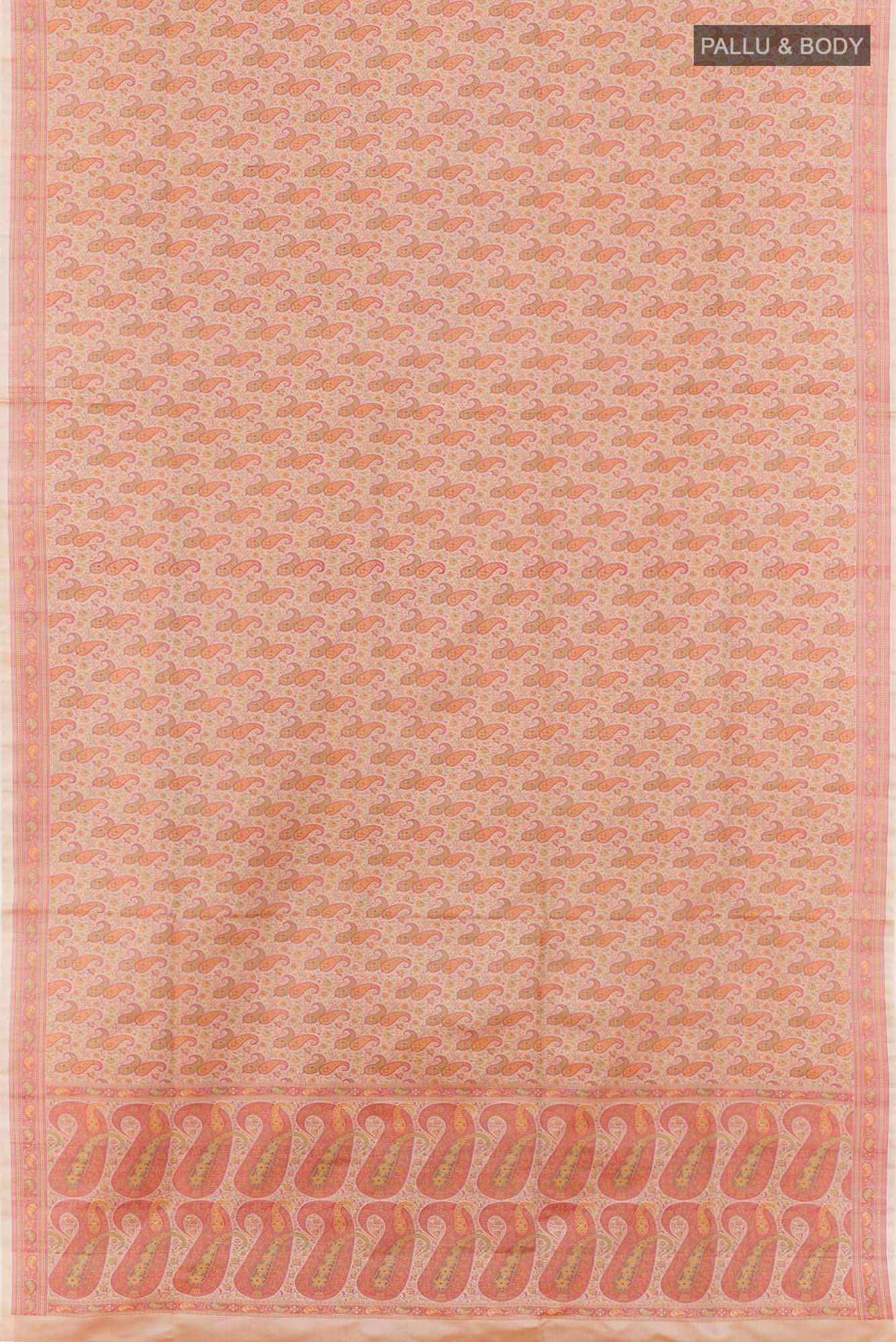 Beige Banarasi Tanchoi Silk Saree