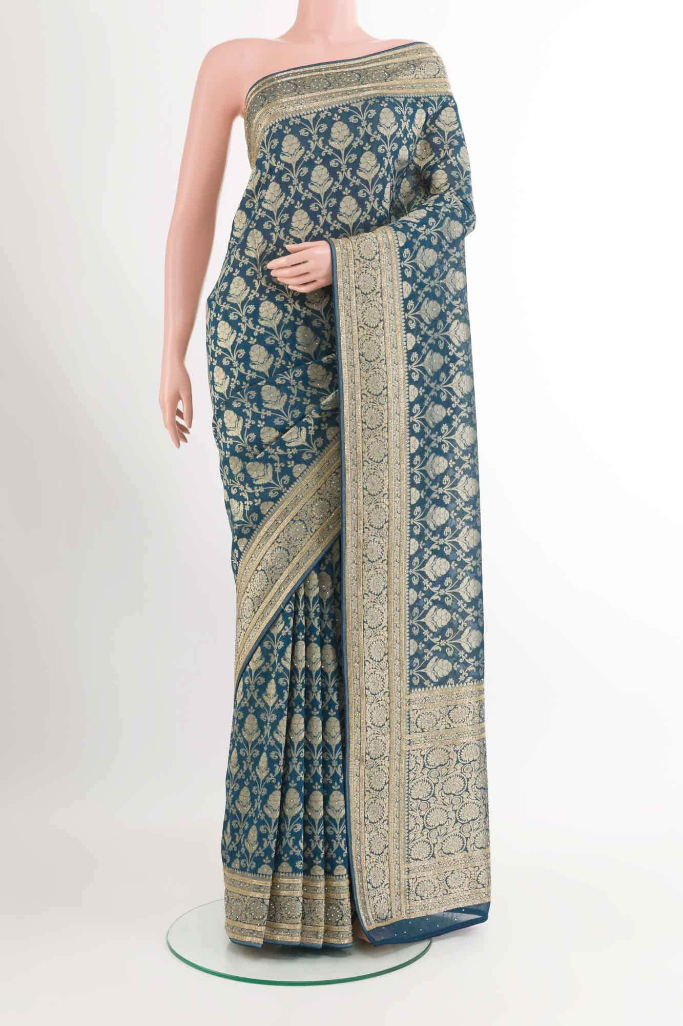 Blue Georgette Saree