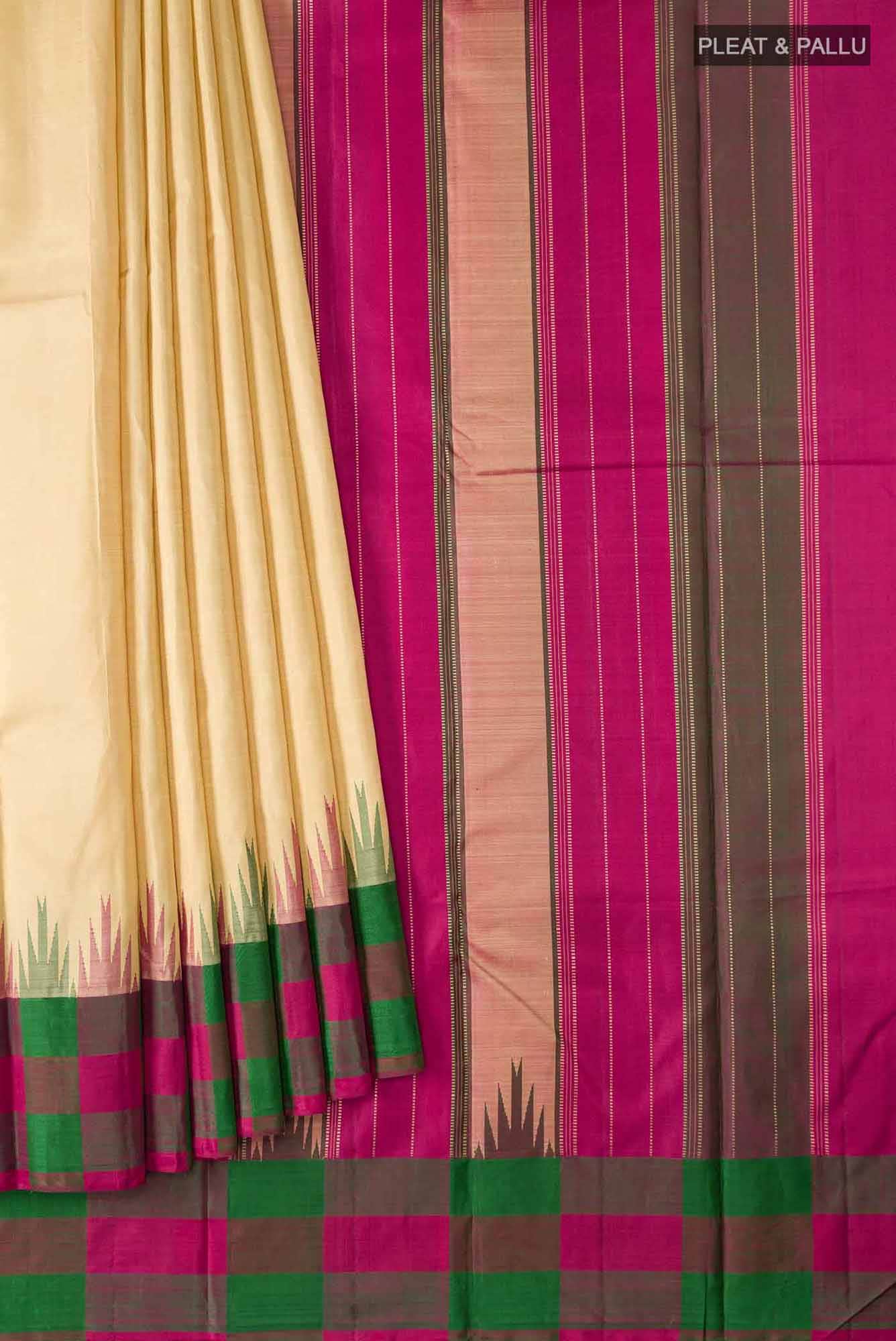 Beige Kanchipuram Silk Saree