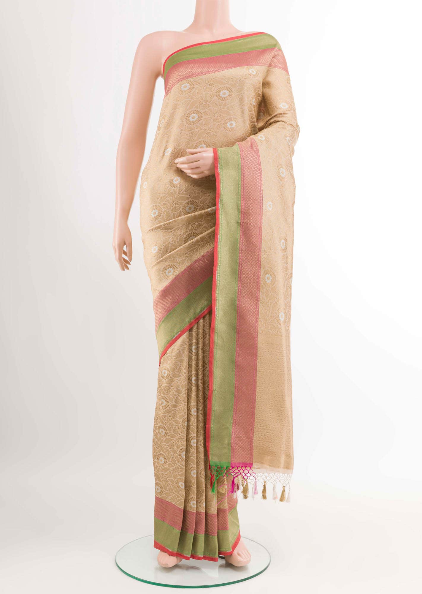 Beige Blended Banarasi Art Silk Saree
