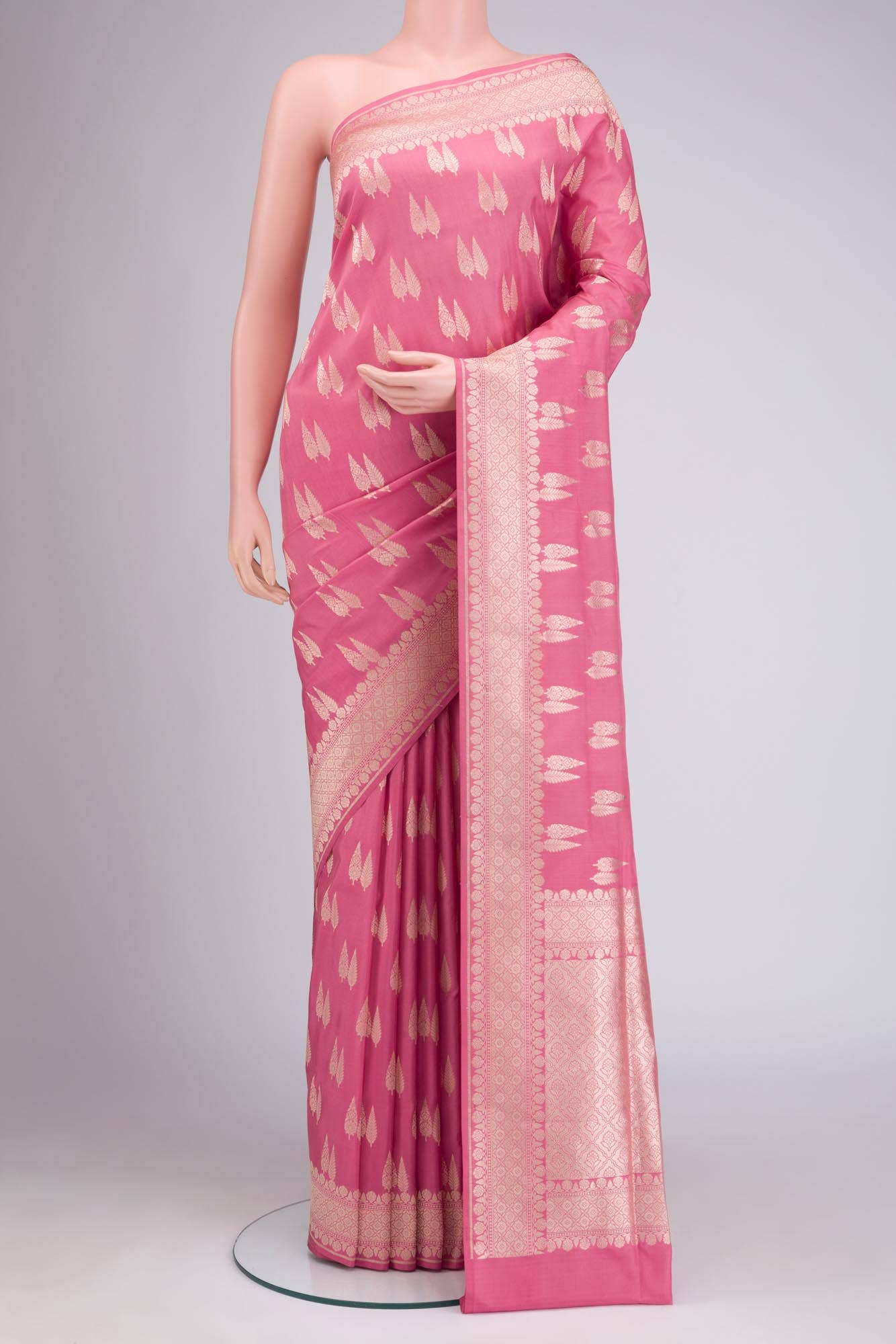 Dark Pink Banarasi Silk Saree