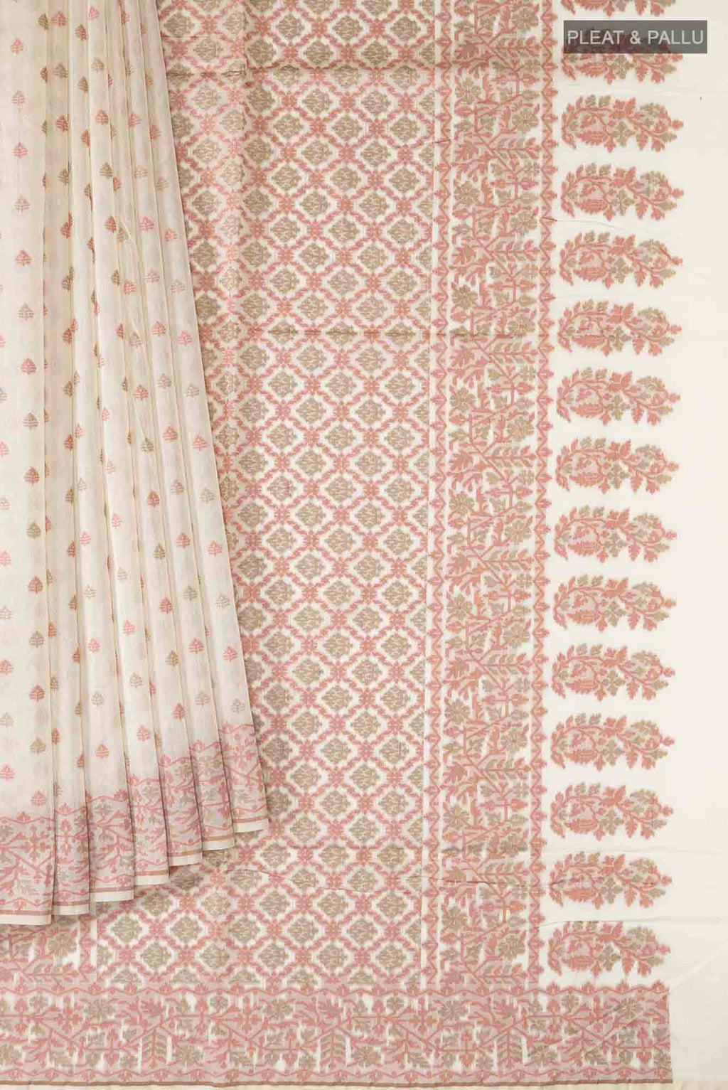 Cream Silk Cotton Saree