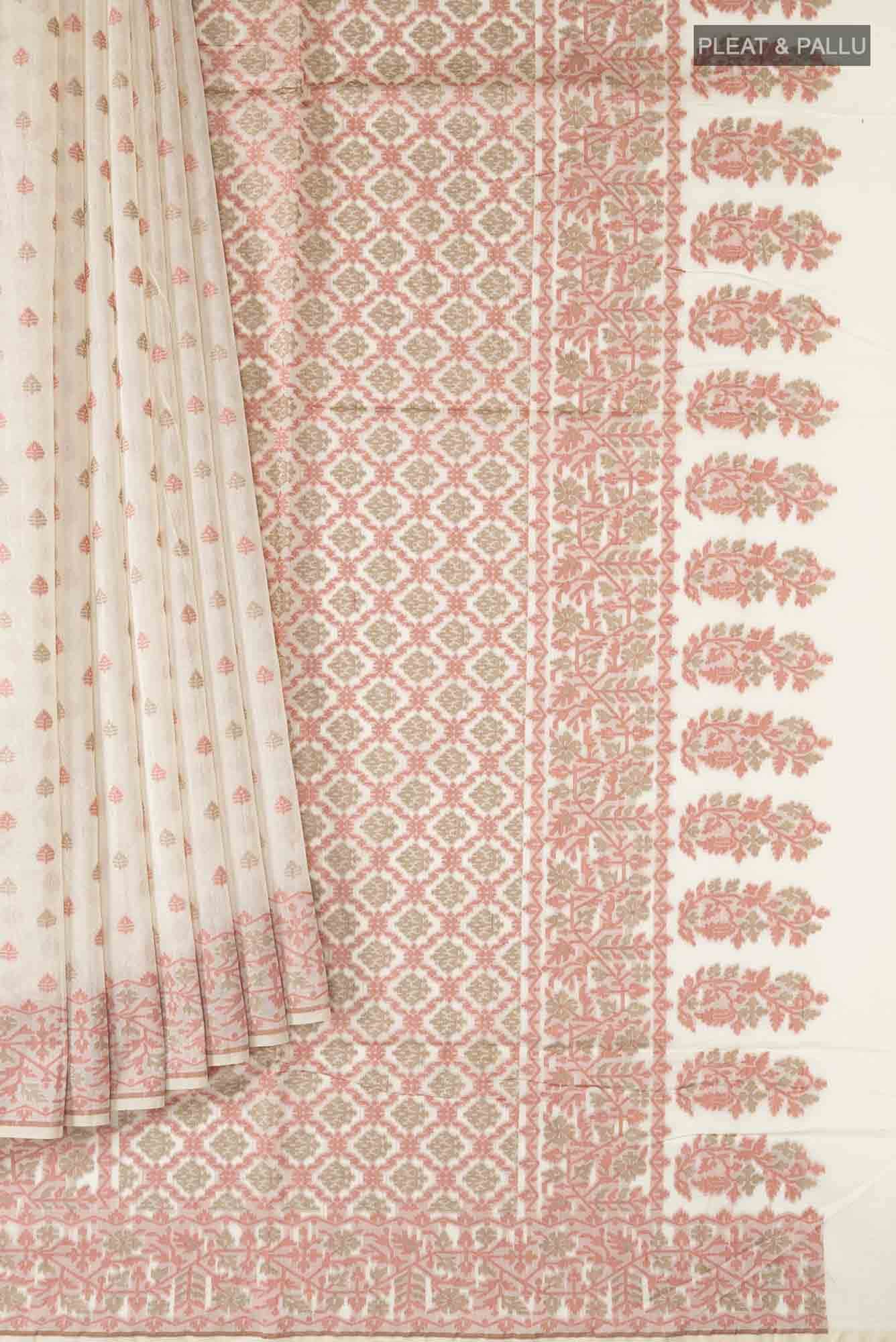 Cream Silk Cotton Saree