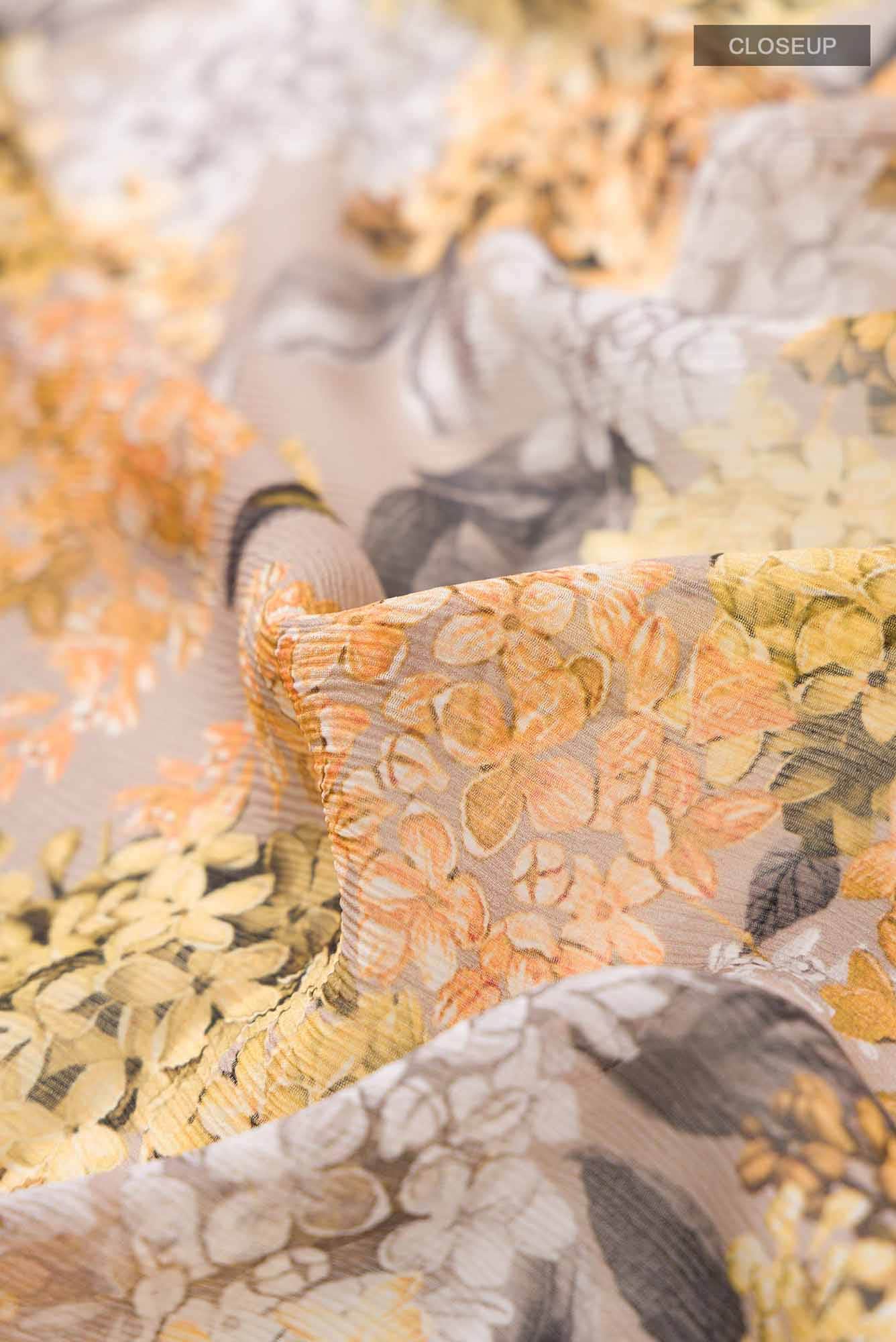 Beige Mysore Chiffon Saree