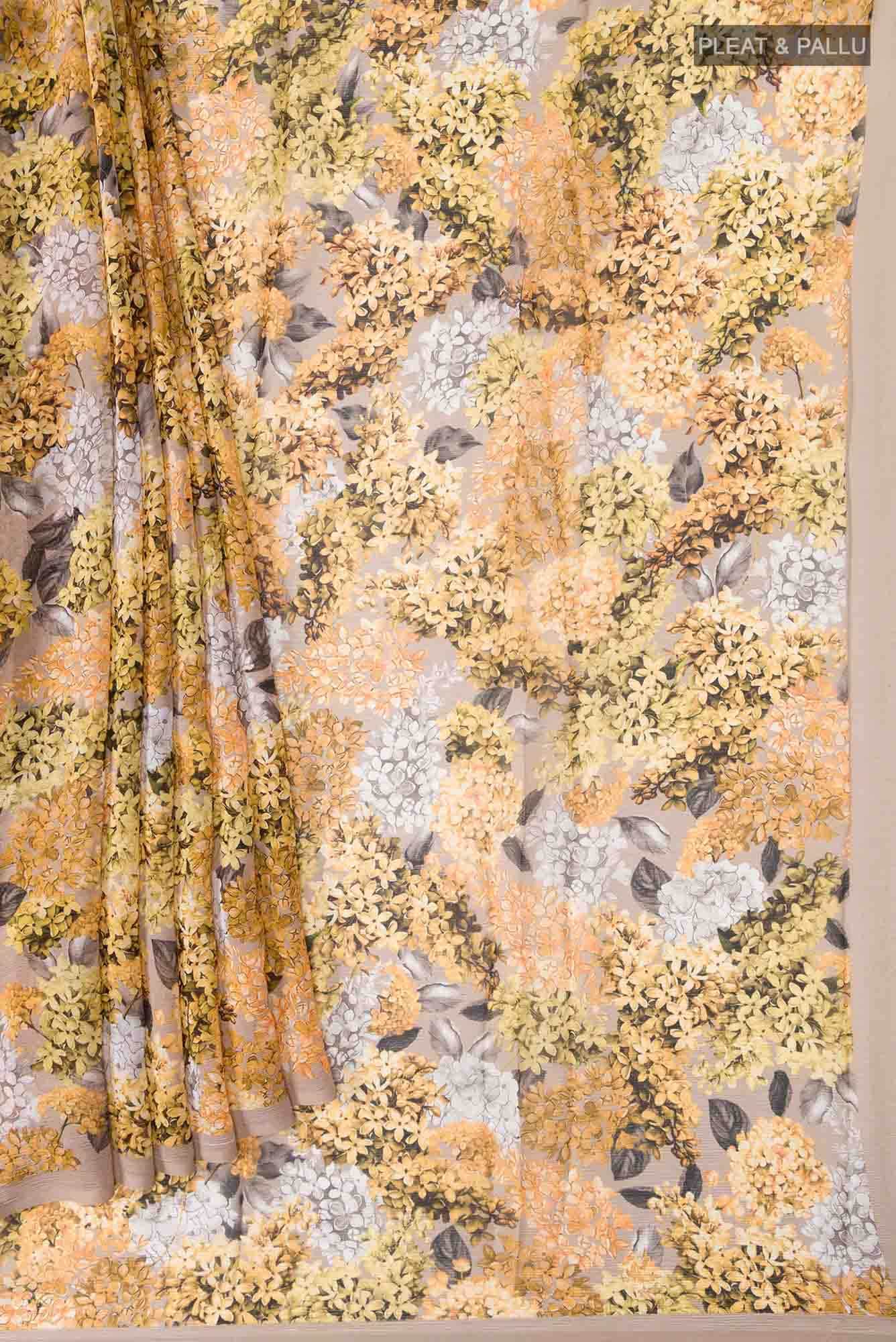 Beige Mysore Chiffon Saree