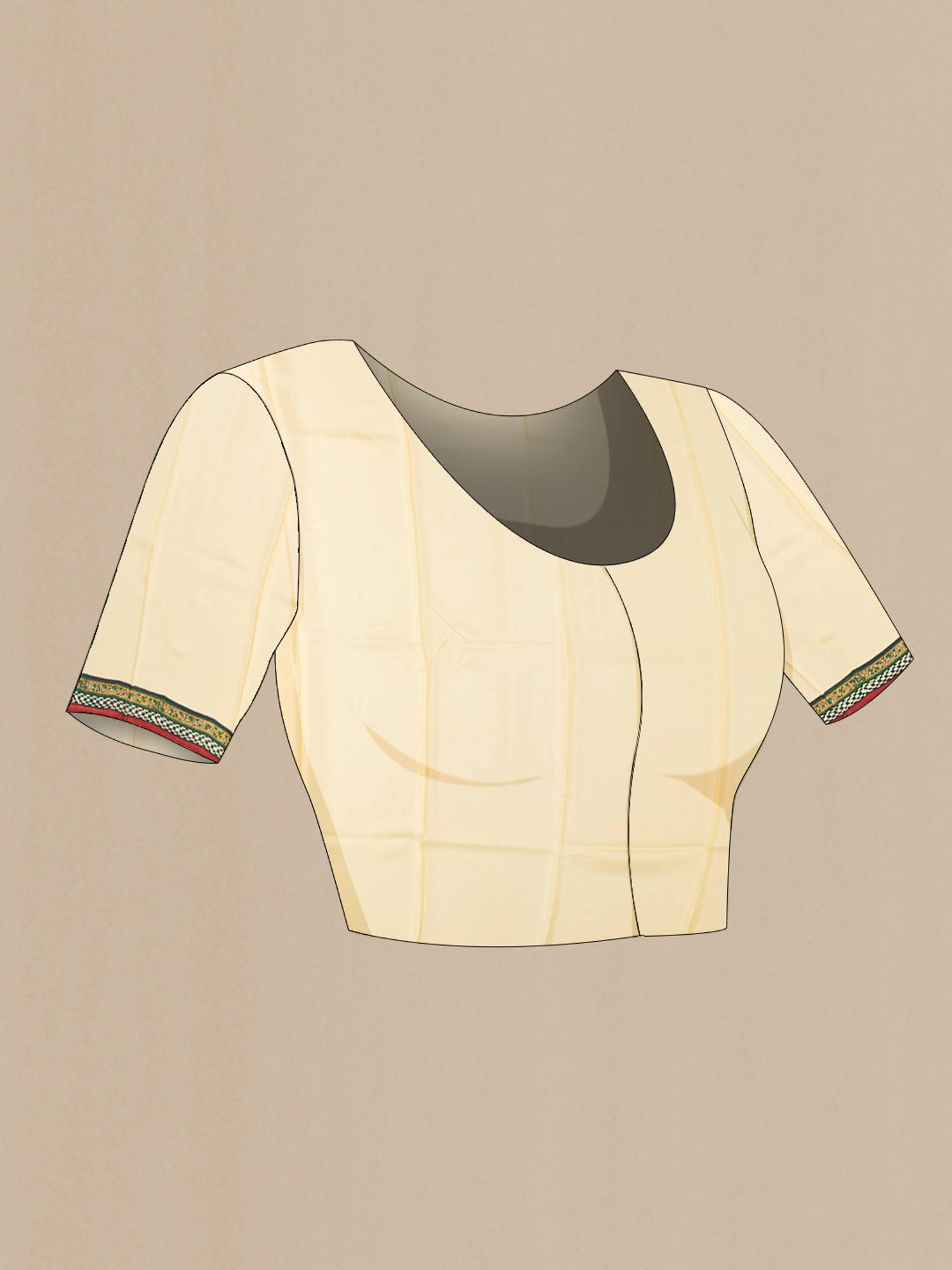 Beige Printed Silk Saree